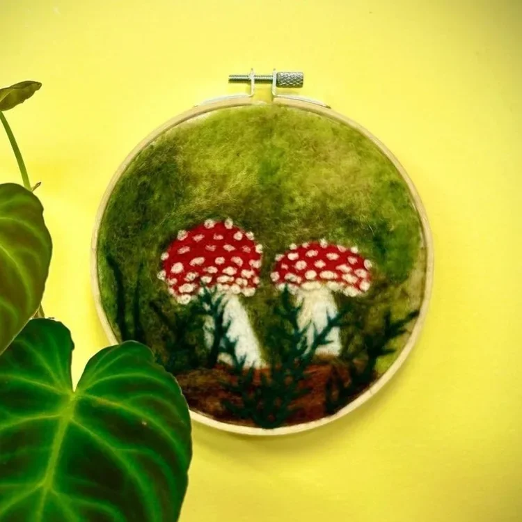 2-D Needle Felting: Mushrooms