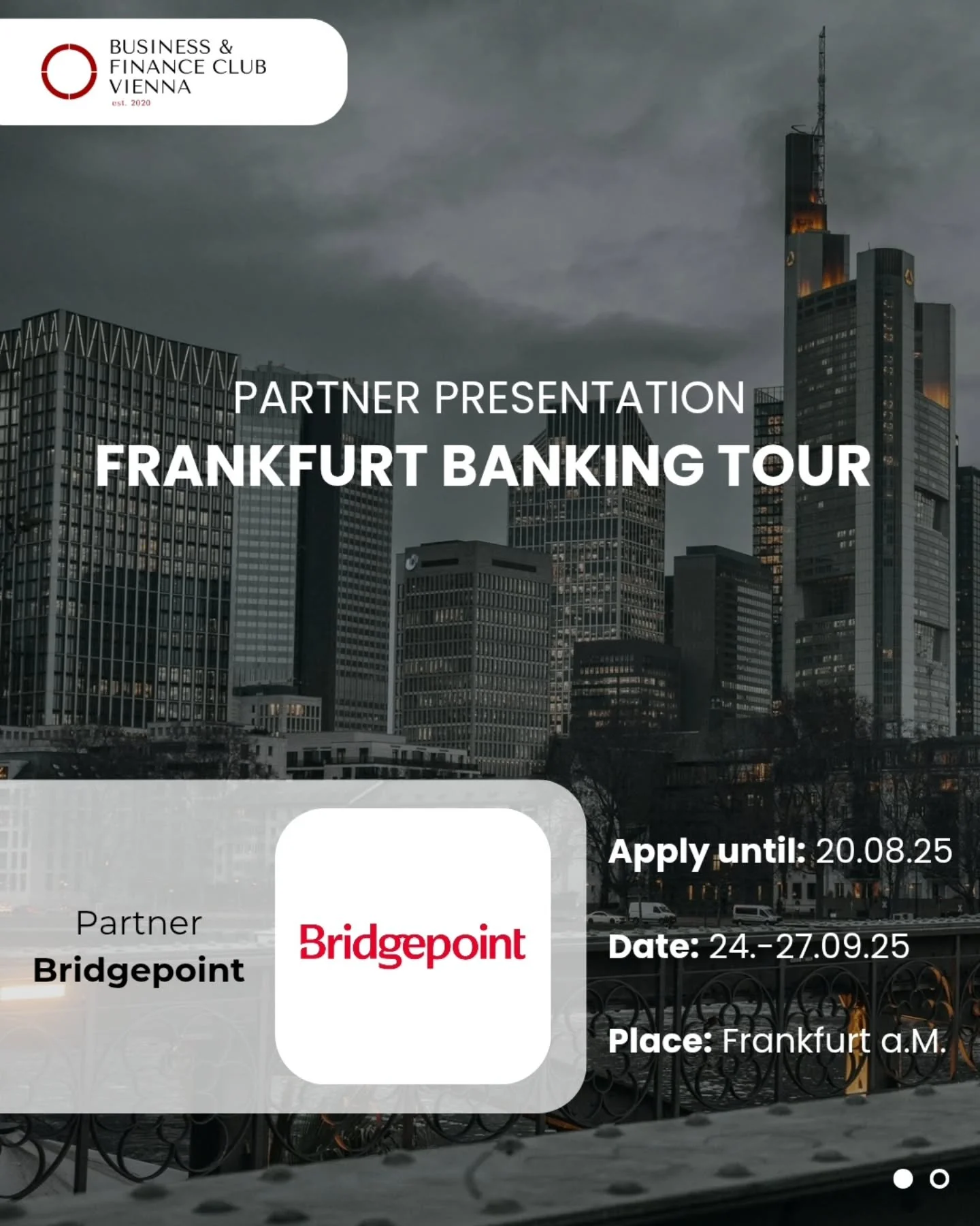 We can’t wait to visit Bridgepoint during our Frankfurt Banking Tour!🙌🏻
Bridgepoint is with over €70bn of assets under management one of the world’s leading private asset growth investors with an expertise in private equity, infra