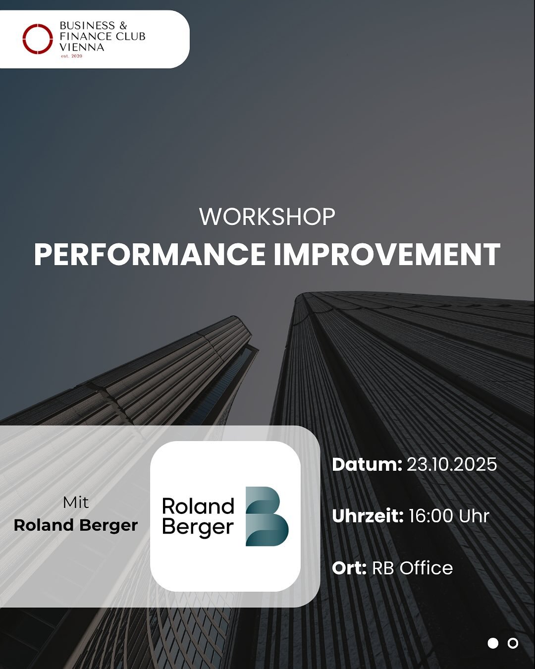 Performance Improvement Workshop 
Tauche ein in die Welt der Restrukturierung mit einem interaktiven Training & Case Workshop von Roland Berger – einer der führenden Strategieberatungen Europas.
Im Fokus stehen die Grundlagen der R