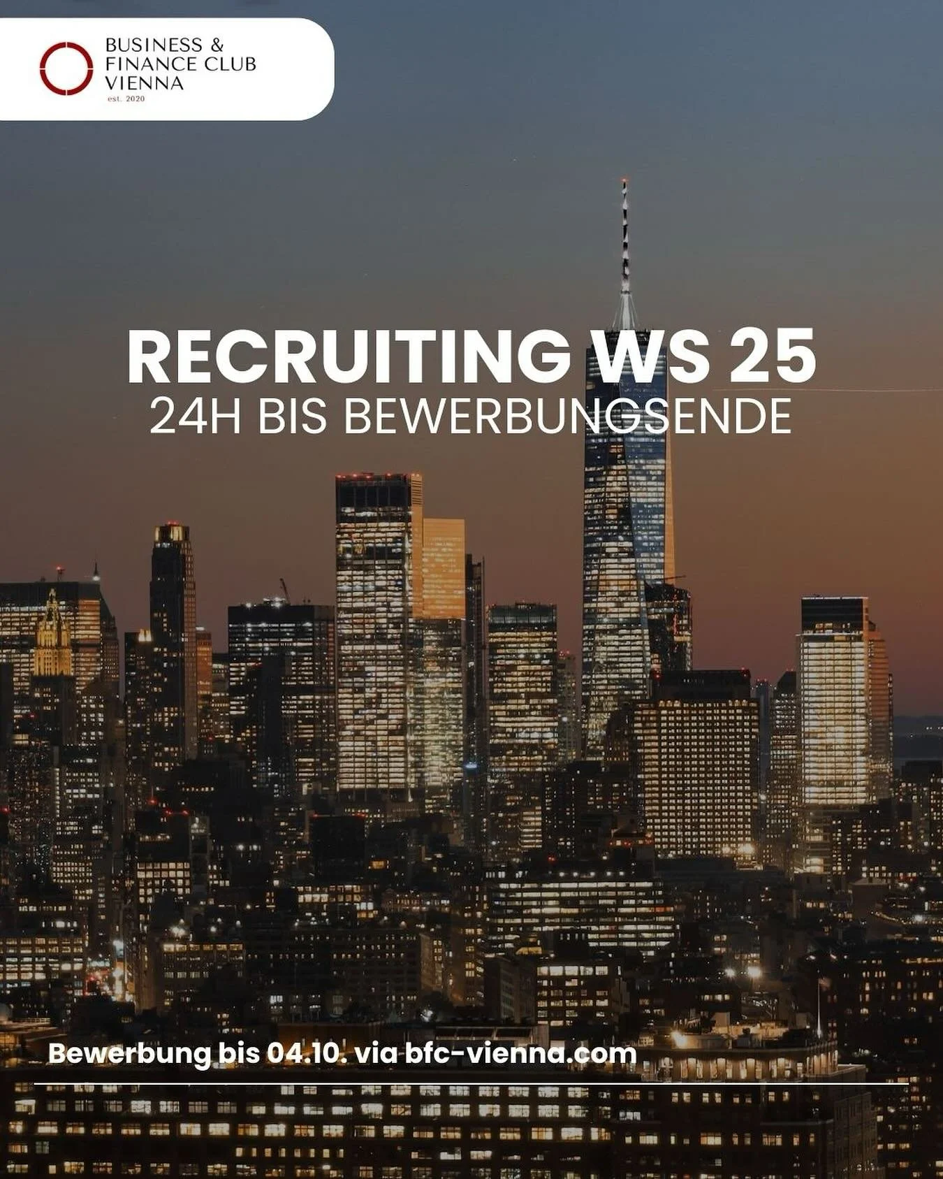 Das Bewerbungsfenster für das Recruiting im WS 25 ist nur noch 24 Stunden geöffnet!
Nutze jetzt die Möglichkeit, Teil des größten Finanzvereins Österreichs zu werden, spannende Projekte mitzugestalten und wertvolle Erf