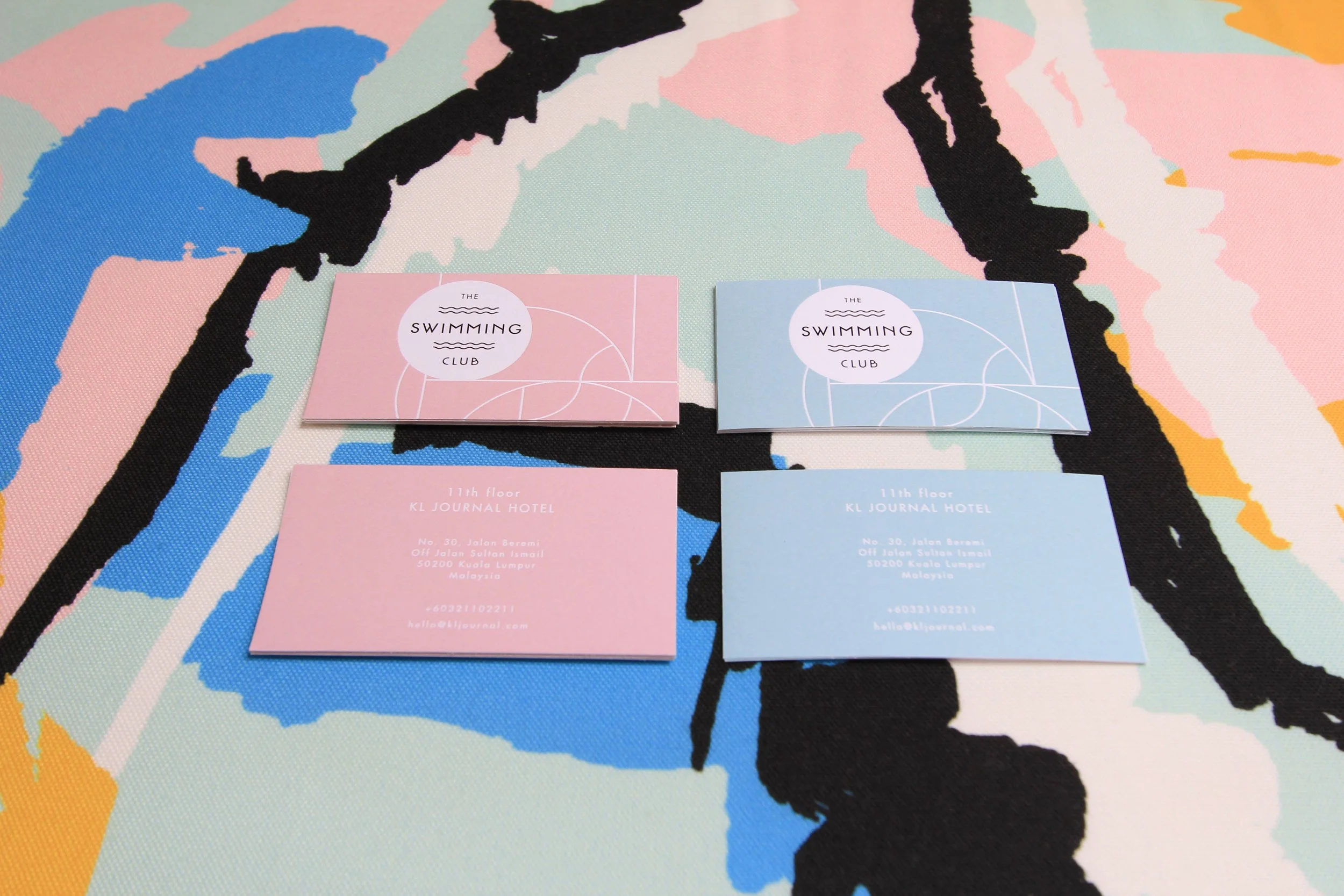 The Swimming Club name card designs