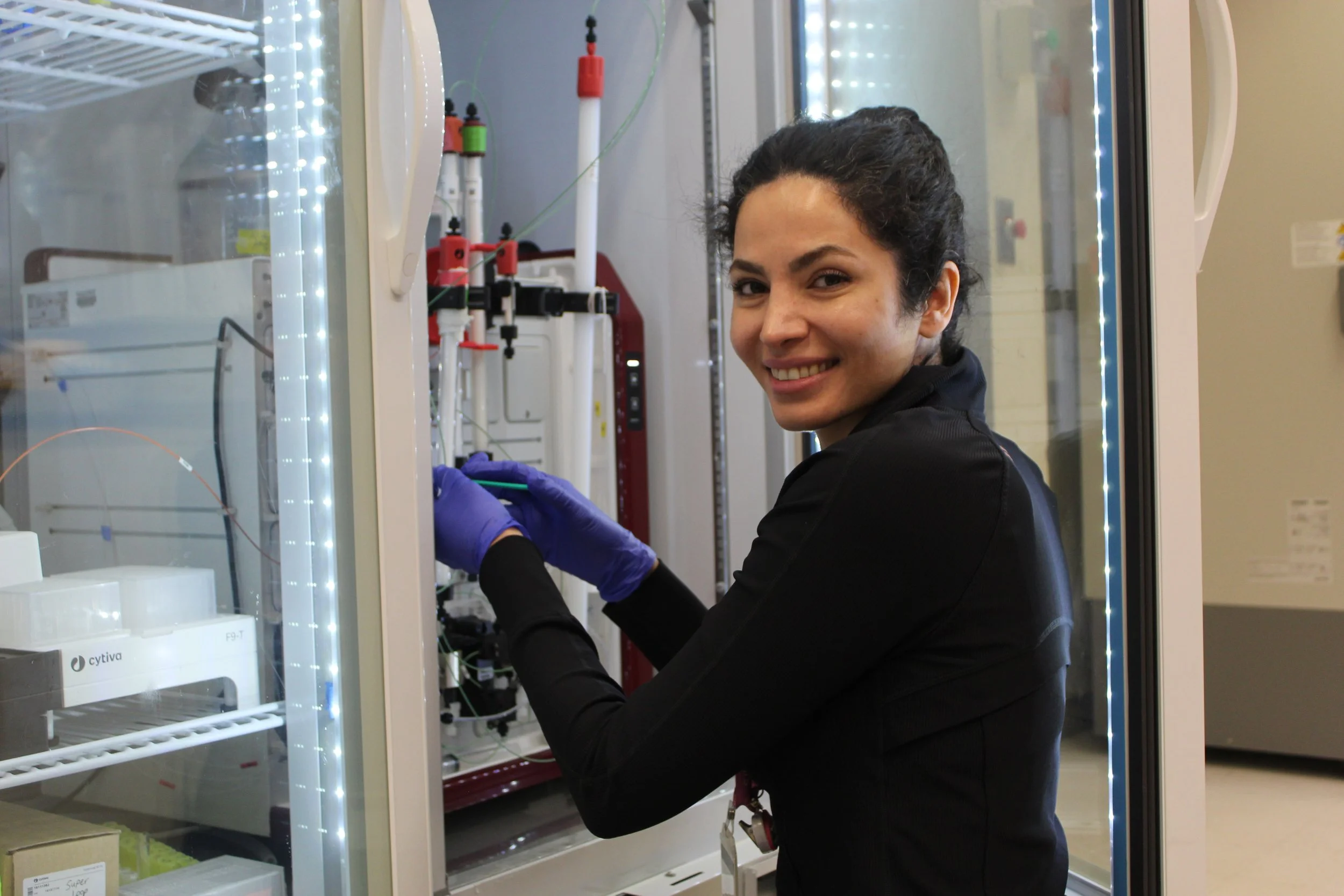 woman using scientific instrument