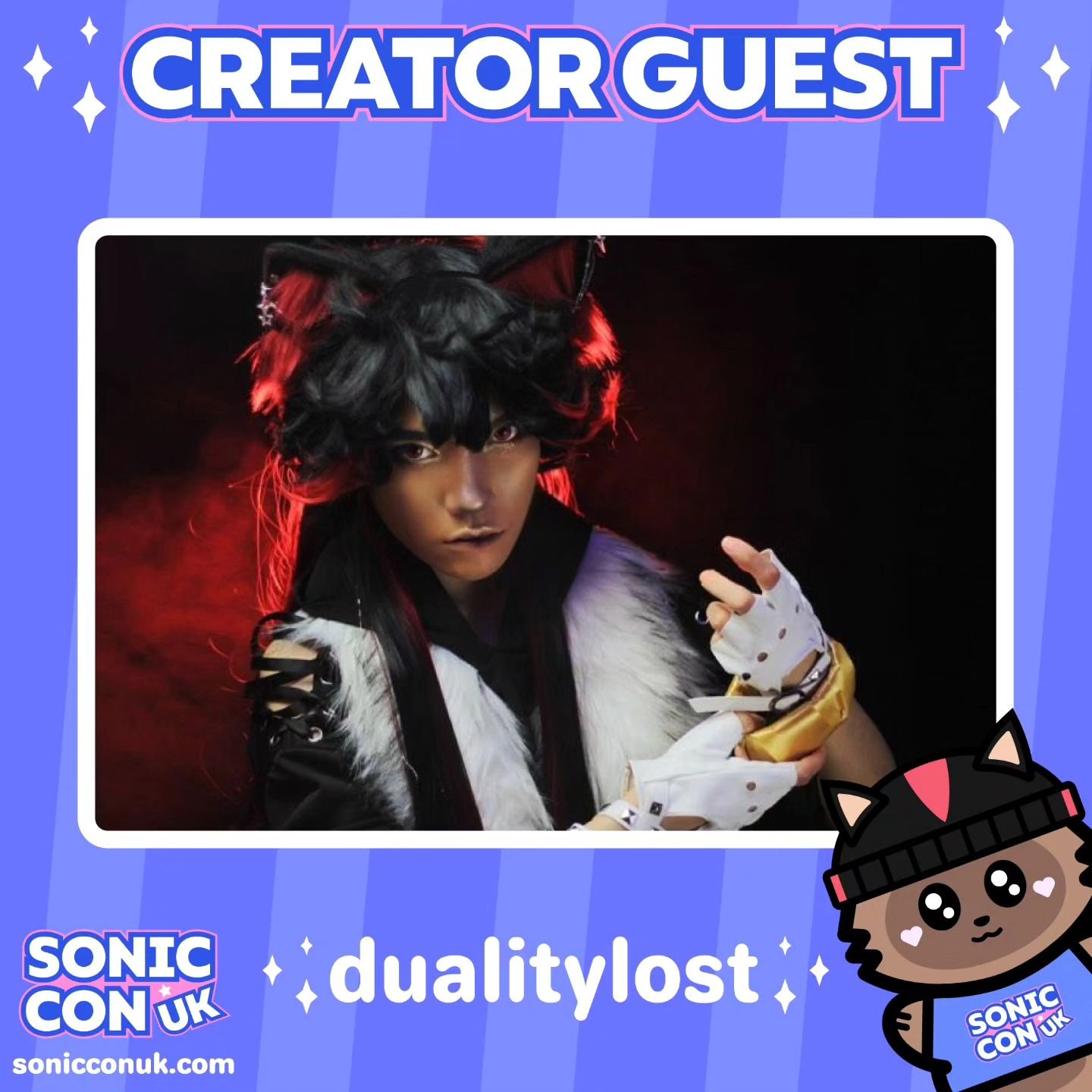 ✨ Creator guest announcement! ✨ 
We're excited to announce that @dualitylost will be joining us at Sonic Con UK! 💙

📸 by @kasm.pro

#shadowthehedgehog #shadowthehedgehogcosplay #sonicthehedgehog #sonicfan #sonicconvention