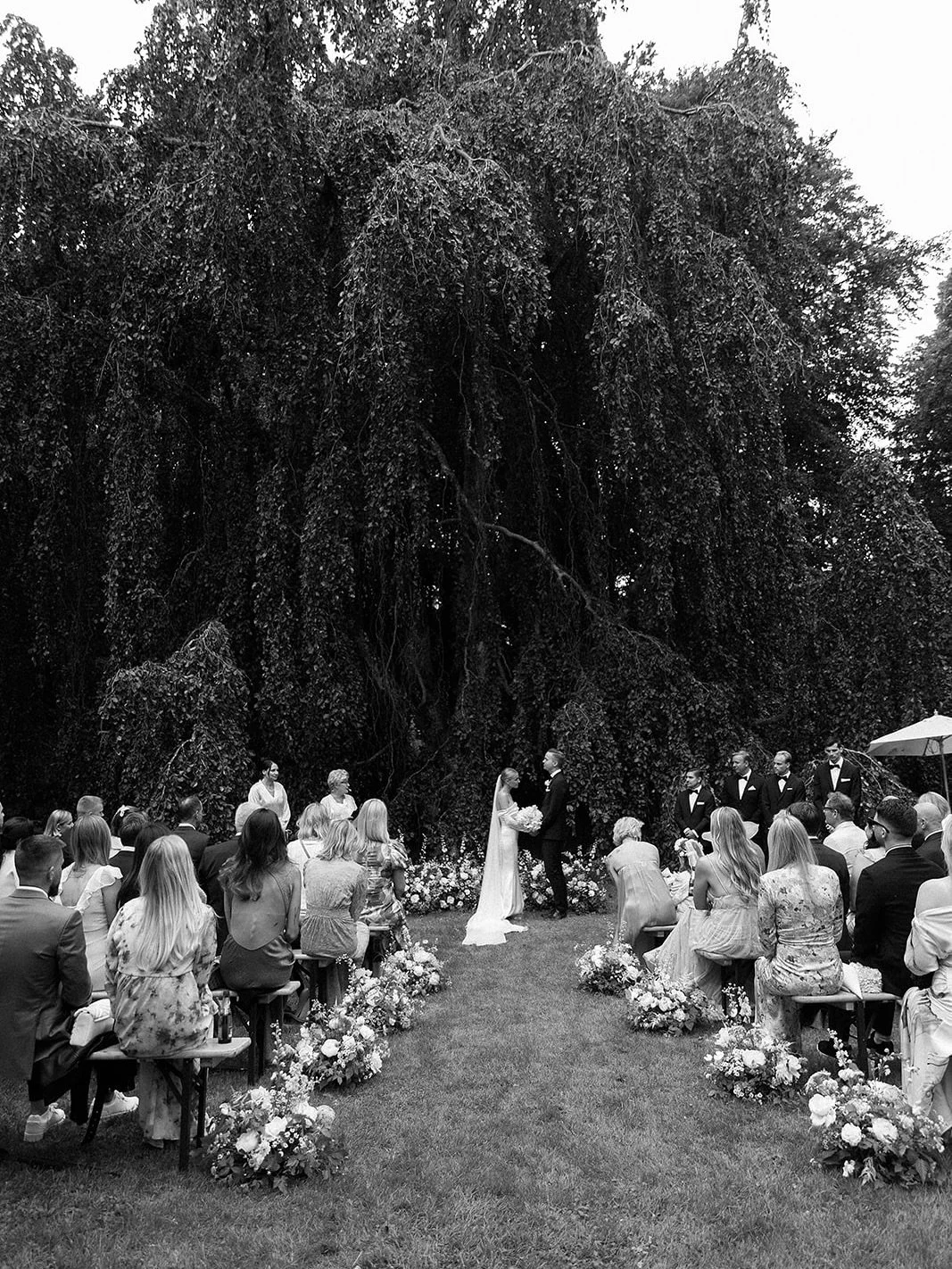 Ceremony by the tree.