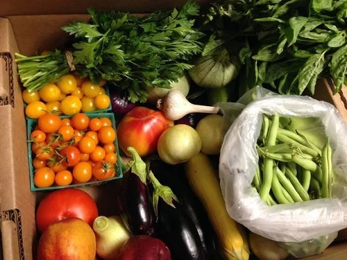 Produce box from the 2023 Forsyth Farmers' Market Food Farmacy Program