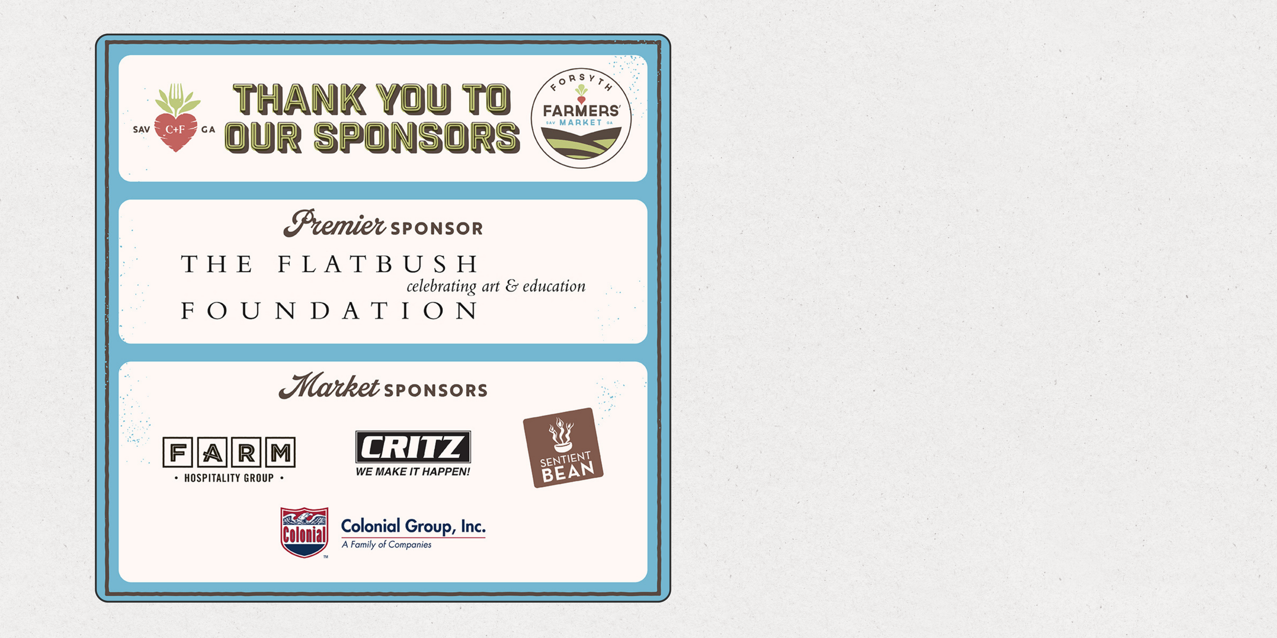 Premier and Market Sponsor Thank you