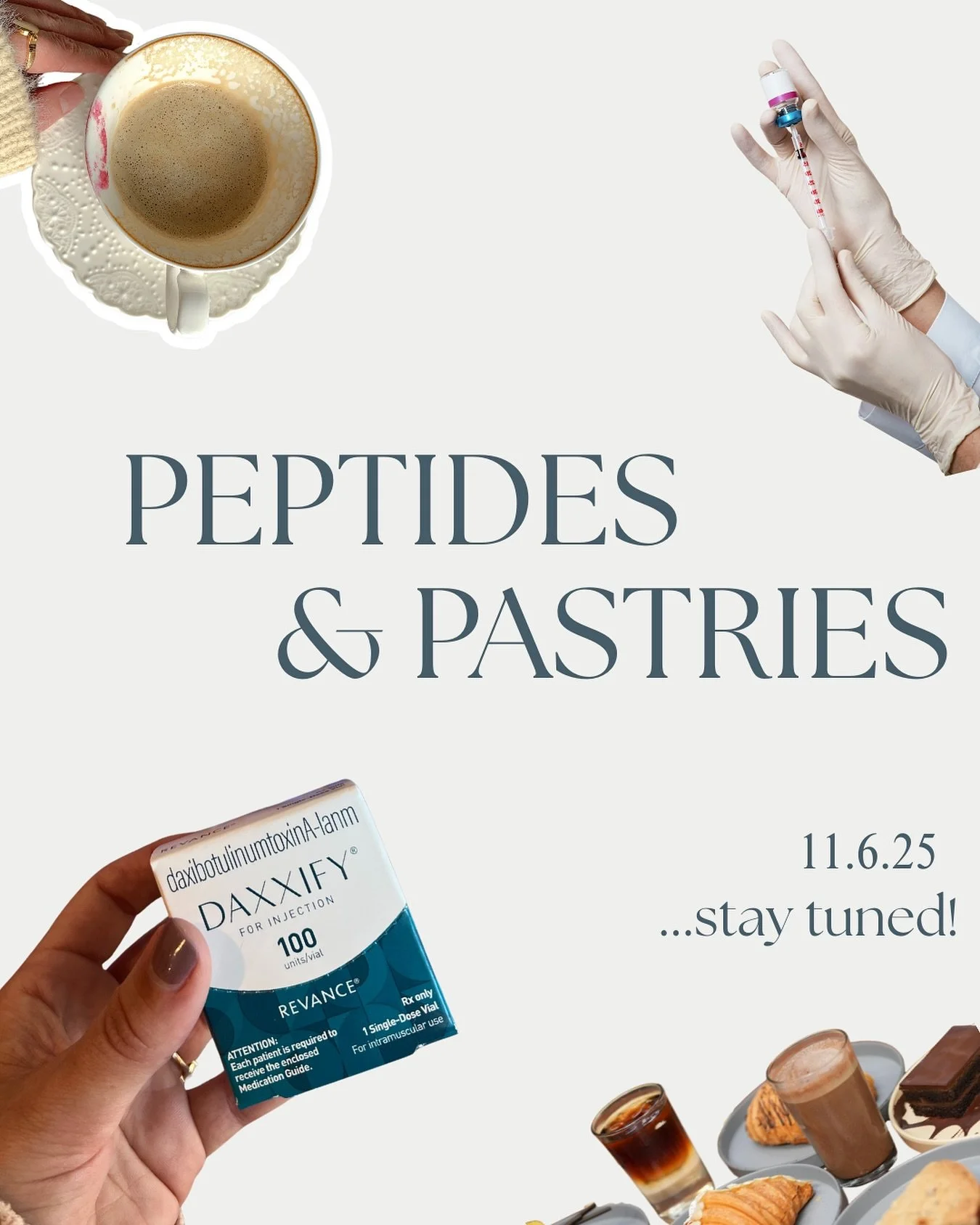 Mark your calendars! 💉🥐
We're two weeks away from something special happening here at Radiant! 
Peptides, raffles & giveaways, and sweet treats - you won’t want to miss it