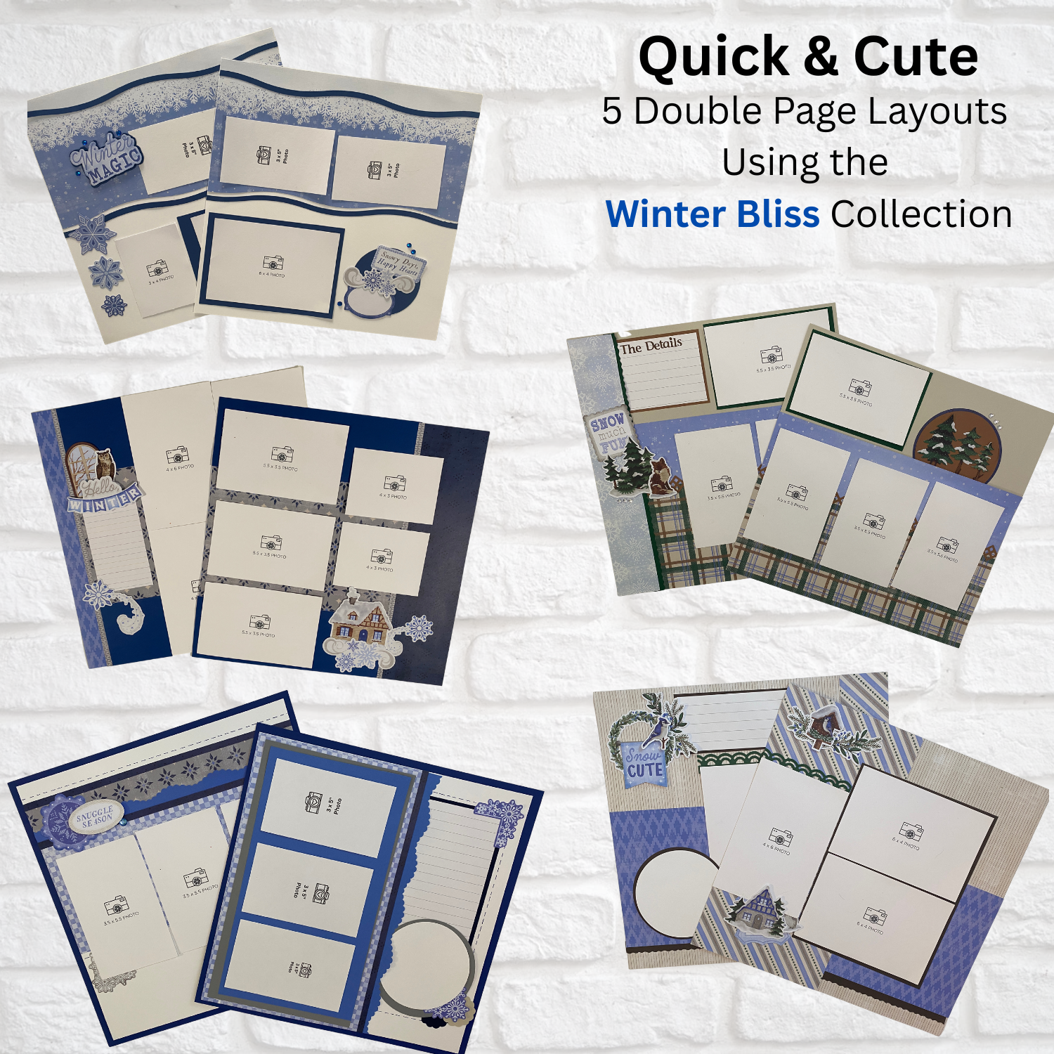 Winter Bliss Quick &amp; Cute Cutting Guide (5-double page layouts) 