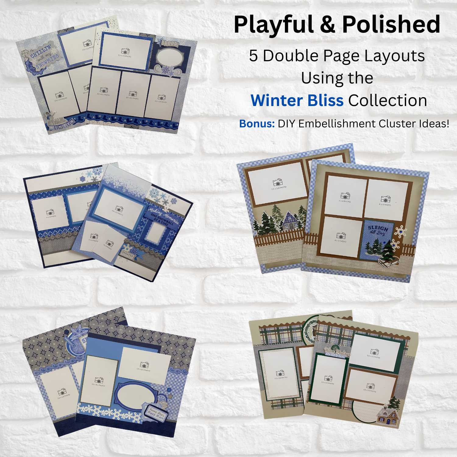 Winter Bliss Playful &amp; Polished Cutting Guide (5-double page layouts)