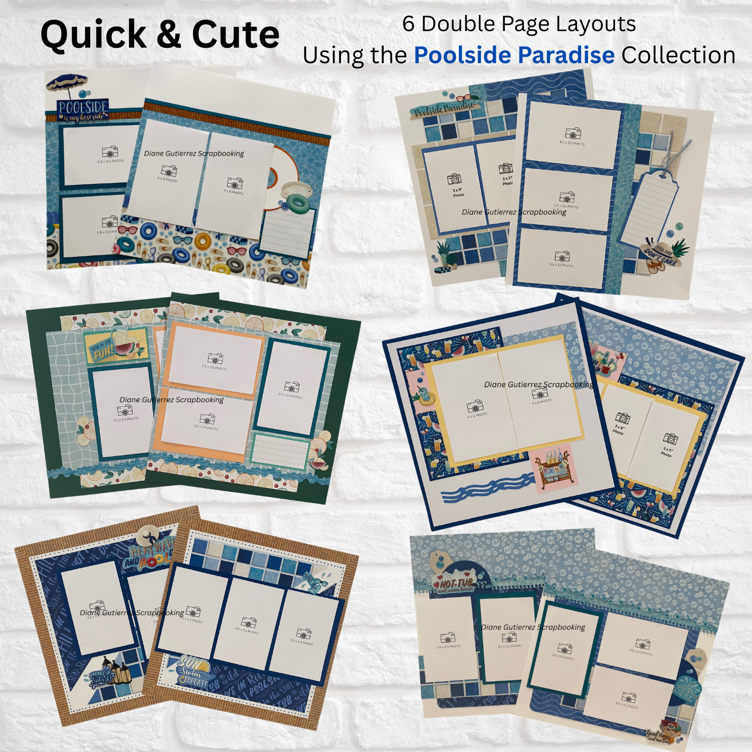 Poolside Paradise Quick &amp; Cute Cutting Guide (6-double page layouts)