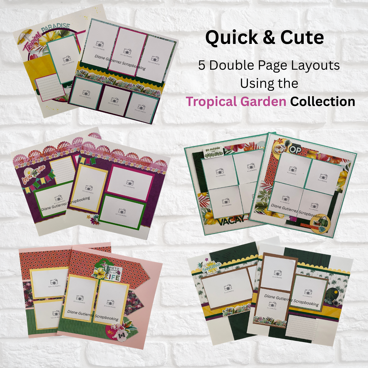 Tropical Paradise Quick &amp; Cute Cutting Guide (5-double page layouts)
