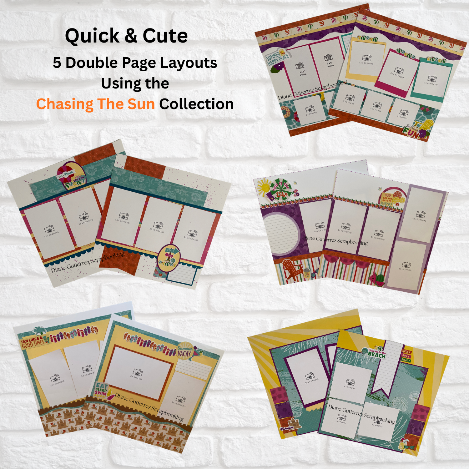Chasing The Sun Quick &amp; Cute Cutting Guide (5-double page layouts)