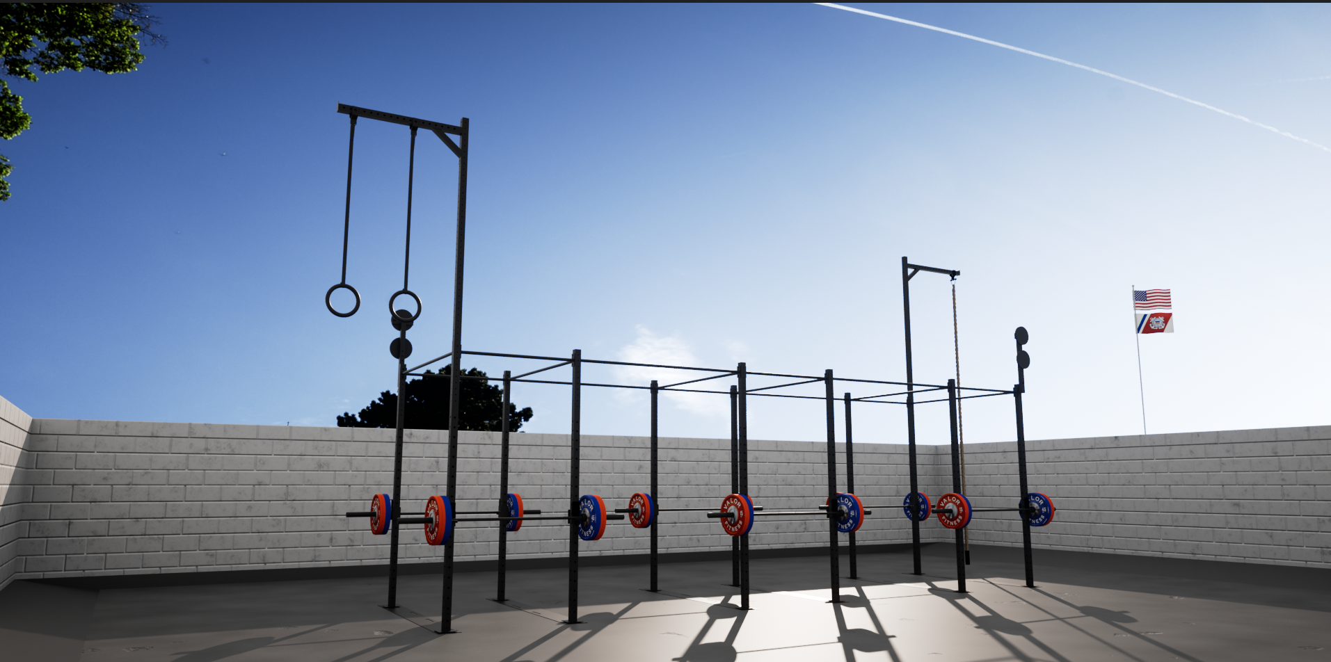 USCG Public safety & Training Facility gym 3D design and custom equipment layout, rendered in Cinema 4D and Octane