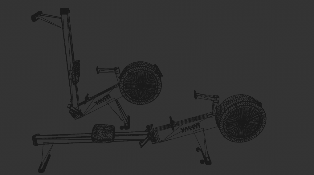 row machine 3D Model wire frame made in cinema 4D