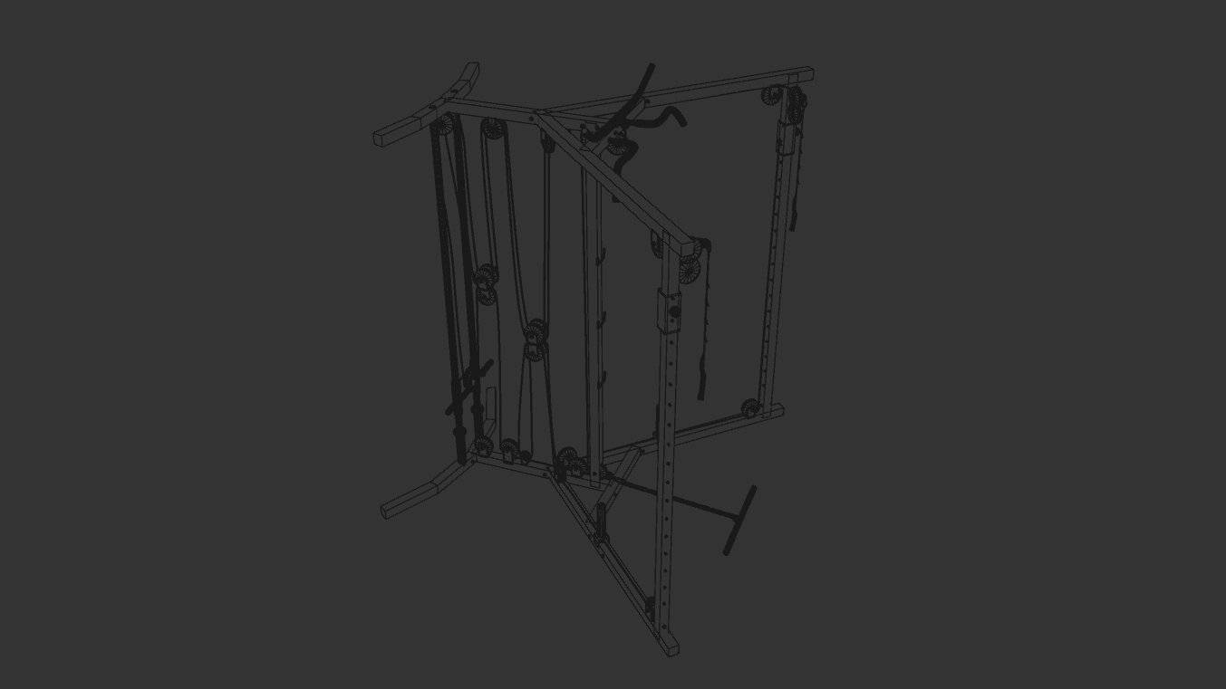 cable machine 3D Model wire frame made in cinema 4D