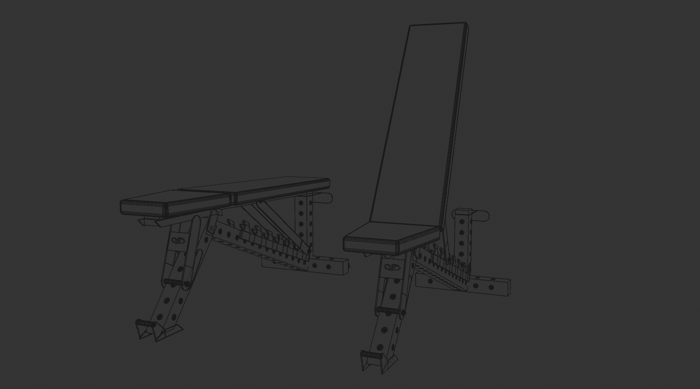 Fitness bench gym machine 3D Model wire frame made in cinema 4D