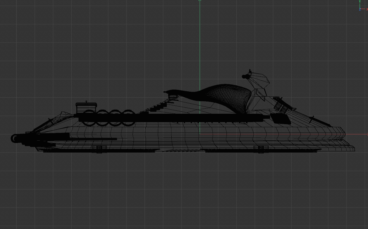 Hover jetski 3D Model wire frame made in cinema 4D