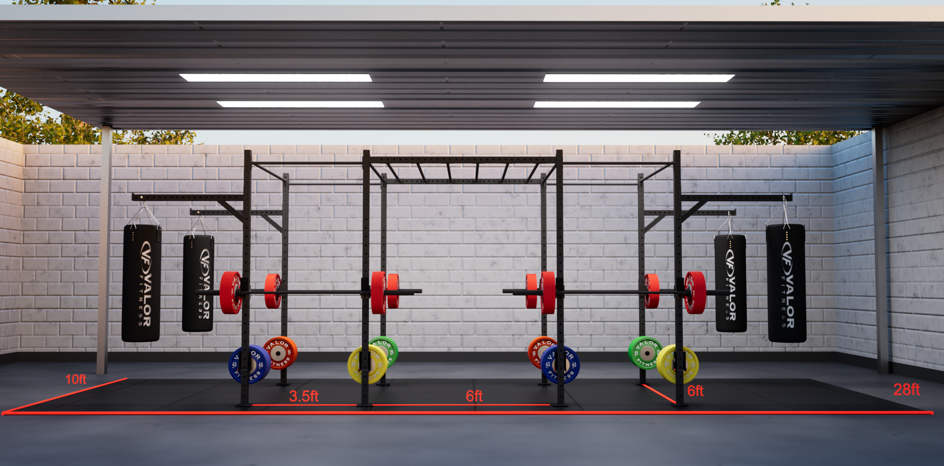 Outdoor Public safety & Training Facility gym 3D design and custom equipment layout, rendered in Cinema 4D and Octane