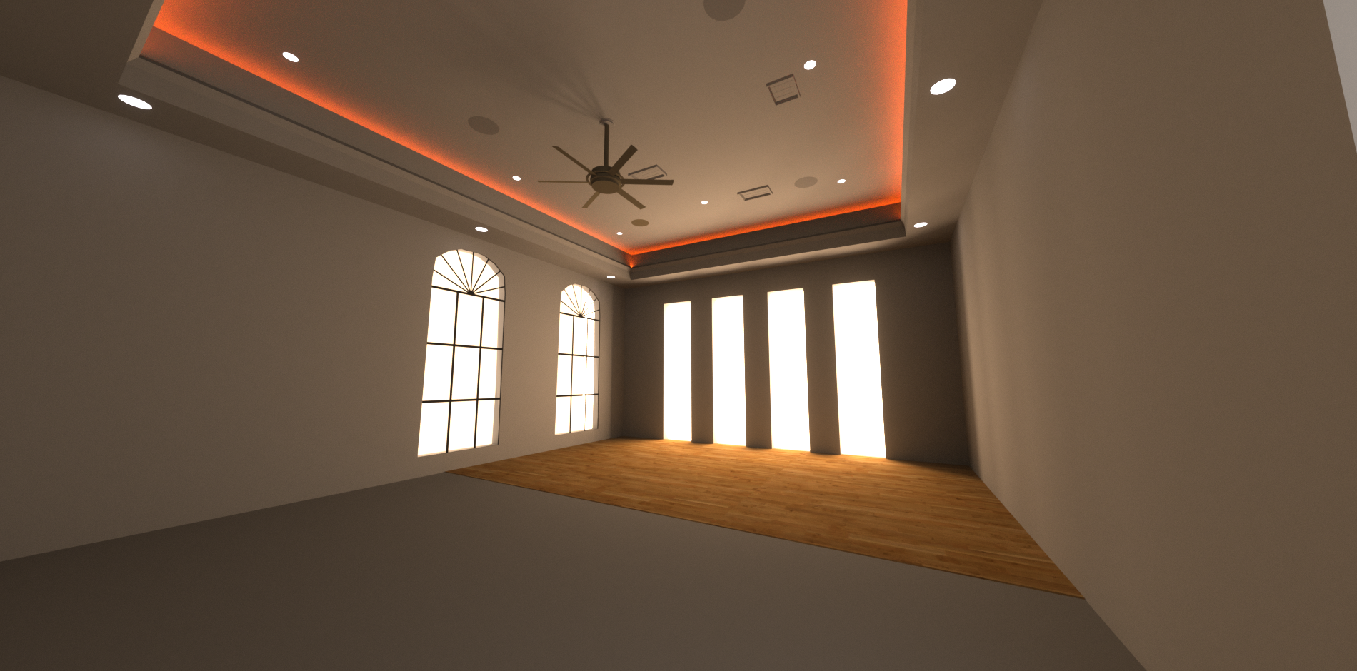 Historic Home gym 3D design prep and custom rendered in Cinema 4D and Octane