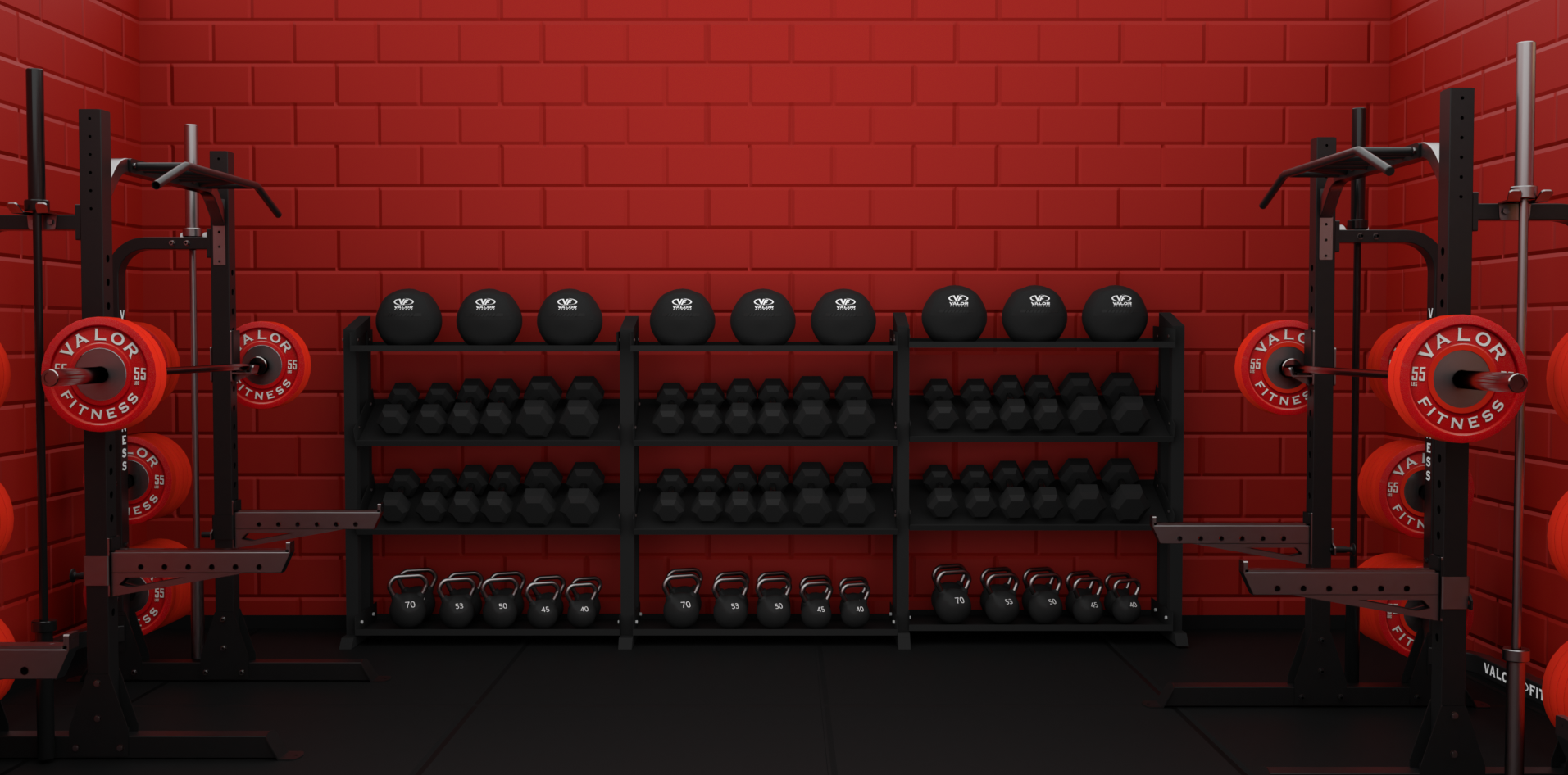 Fire Rescue Public safety & Training Facility gym 3D design and custom equipment layout, rendered in Cinema 4D and Octane