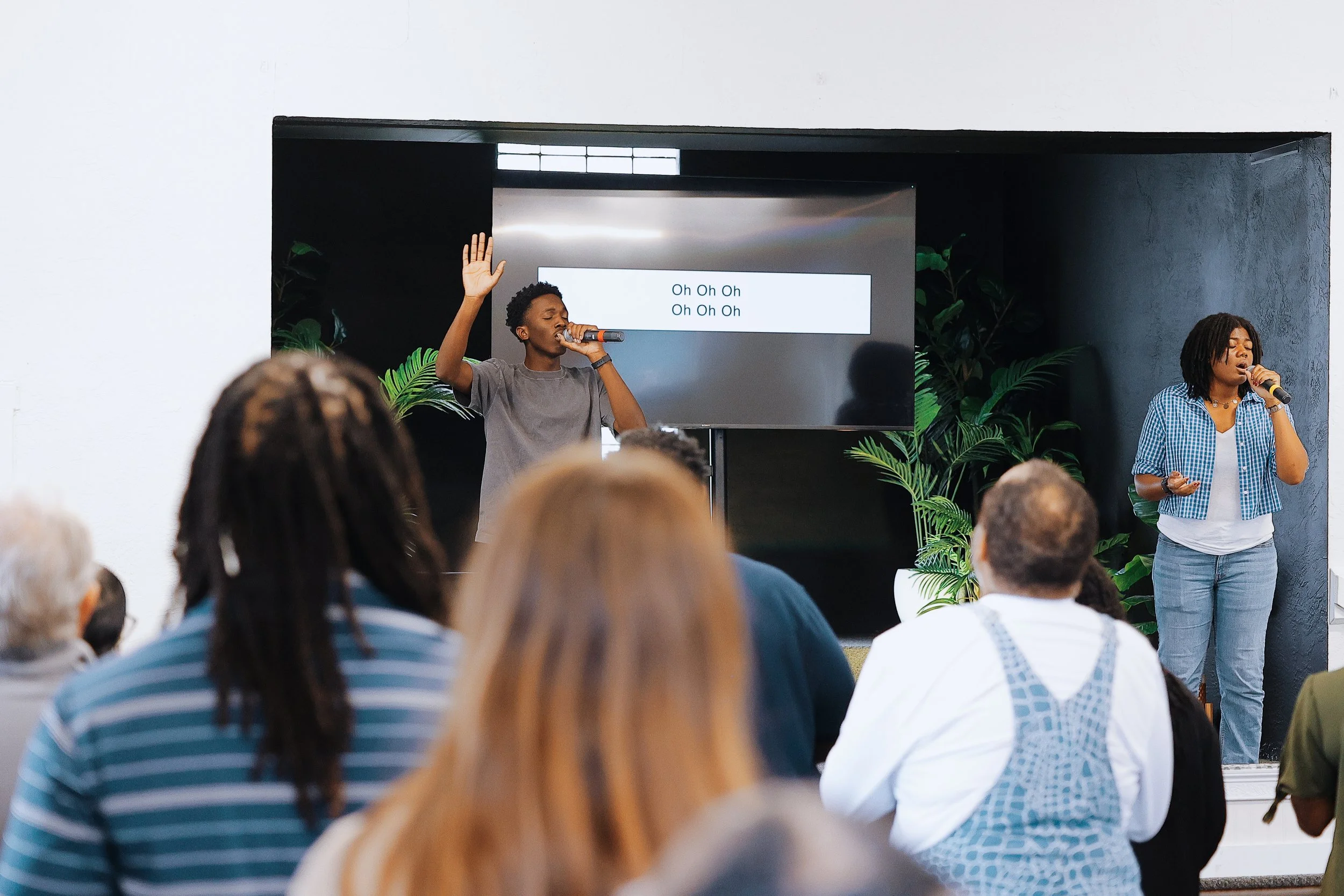 Young adults leading worship in a diverse church in Daytona Beach