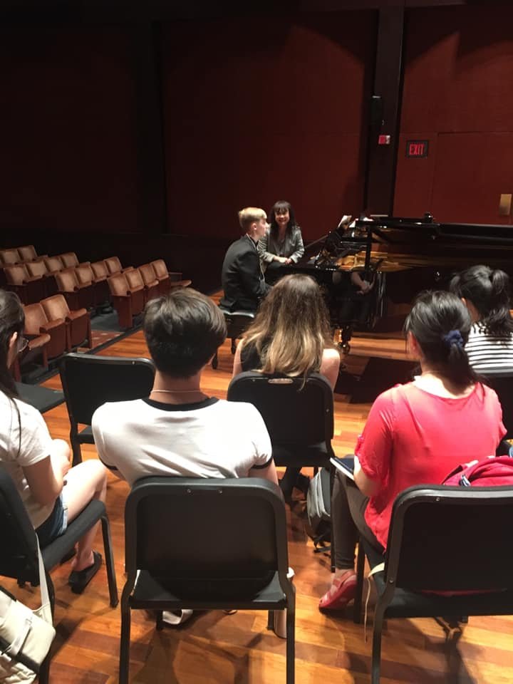 Piano performance coaching emphasizing musical expression, phrasing, and audience communication.