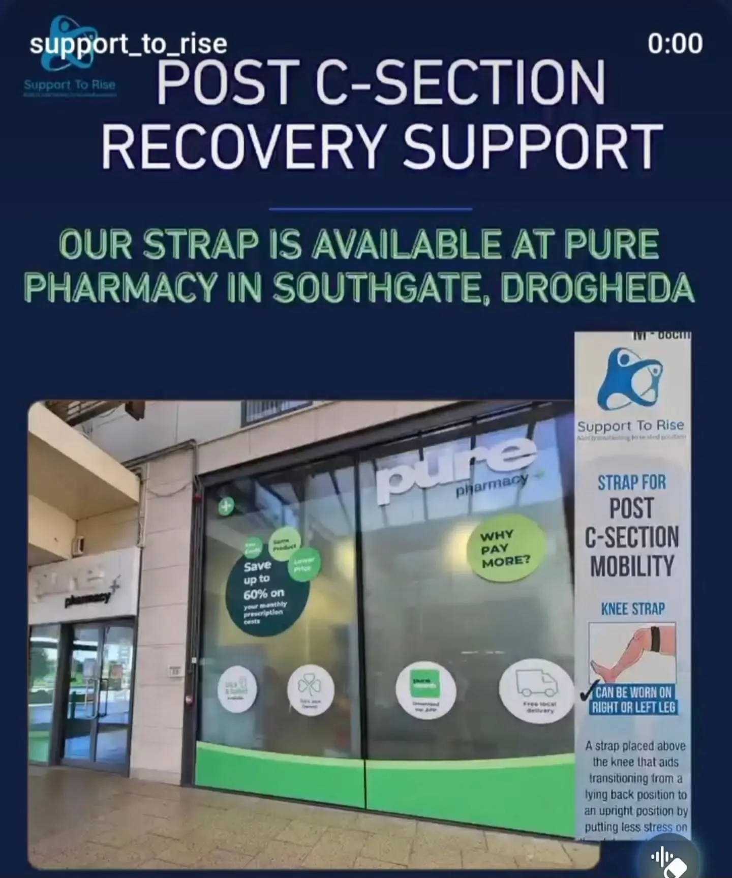 Get your strap for post c-section mobility. This strap will help you rise up post c-section with less stress on your abdominal muscles.

Available in store at Pure Pharmacy Southgate Drogheda or at www.supporttorise.ie

#csection #csectionrecovery #p