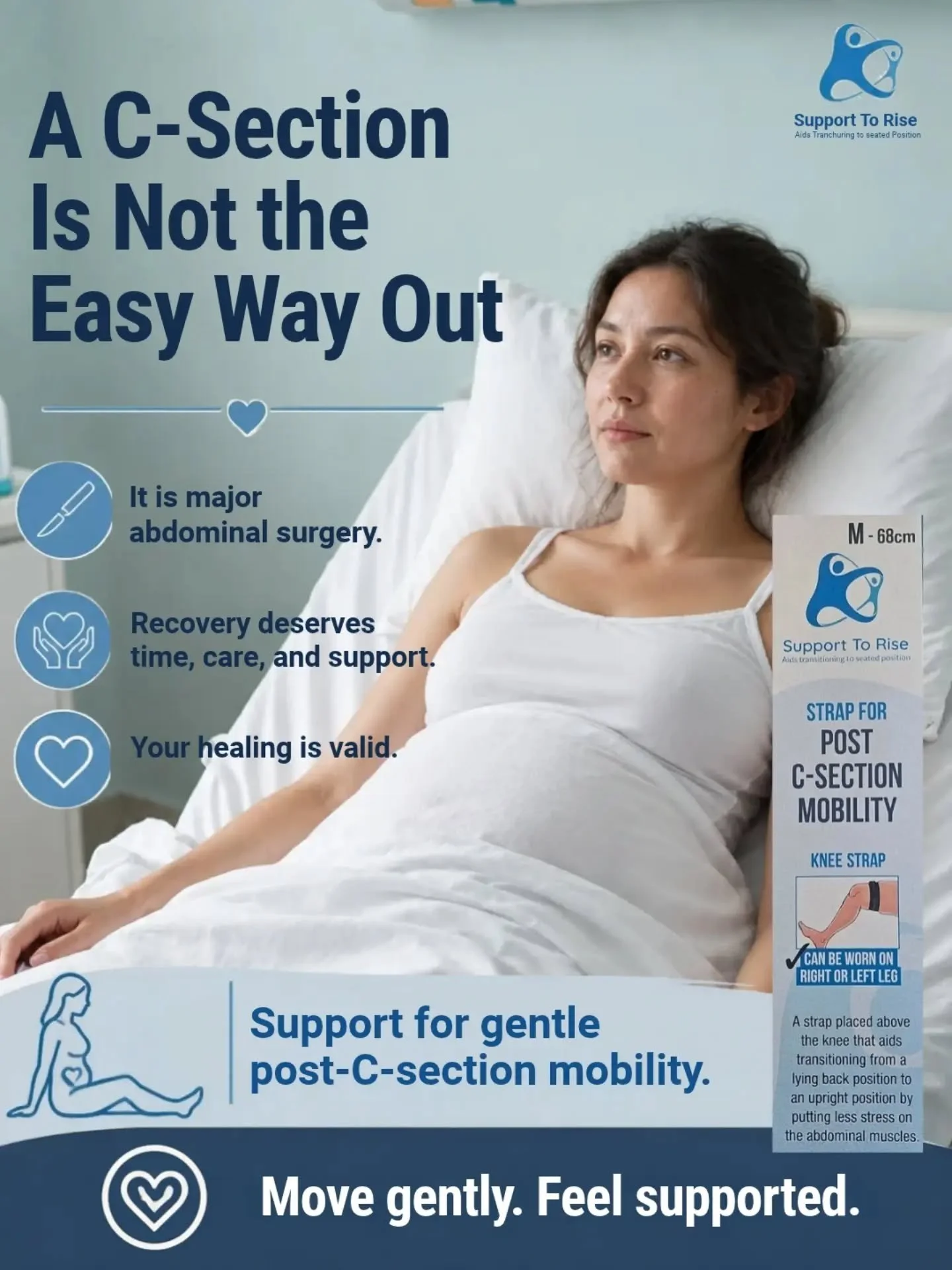 Get your strap for post c-section mobility. This strap will help you rise up post c-section with less stress on your abdominal muscles.

Available at www.supporttorise.ie

#csection #csectionrecovery #postpartum #emergencycsection #electivecsection