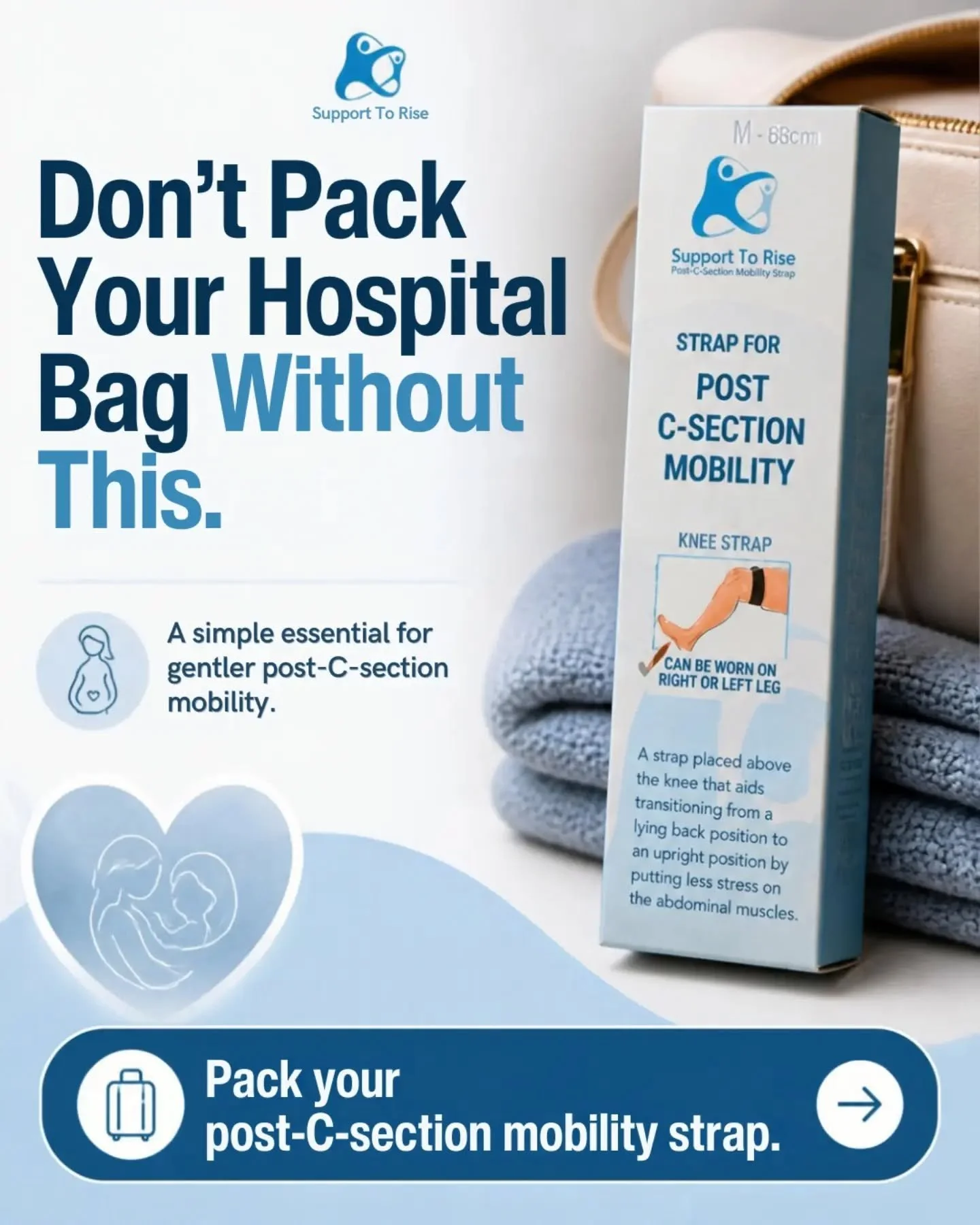Get your strap for post c-section mobility. This strap will help you rise up post c-section with less stress on your abdominal muscles.

Available at www.supporttorise.ie

#csection #csectionrecovery #postpartum #emergencycsection #electivecsection