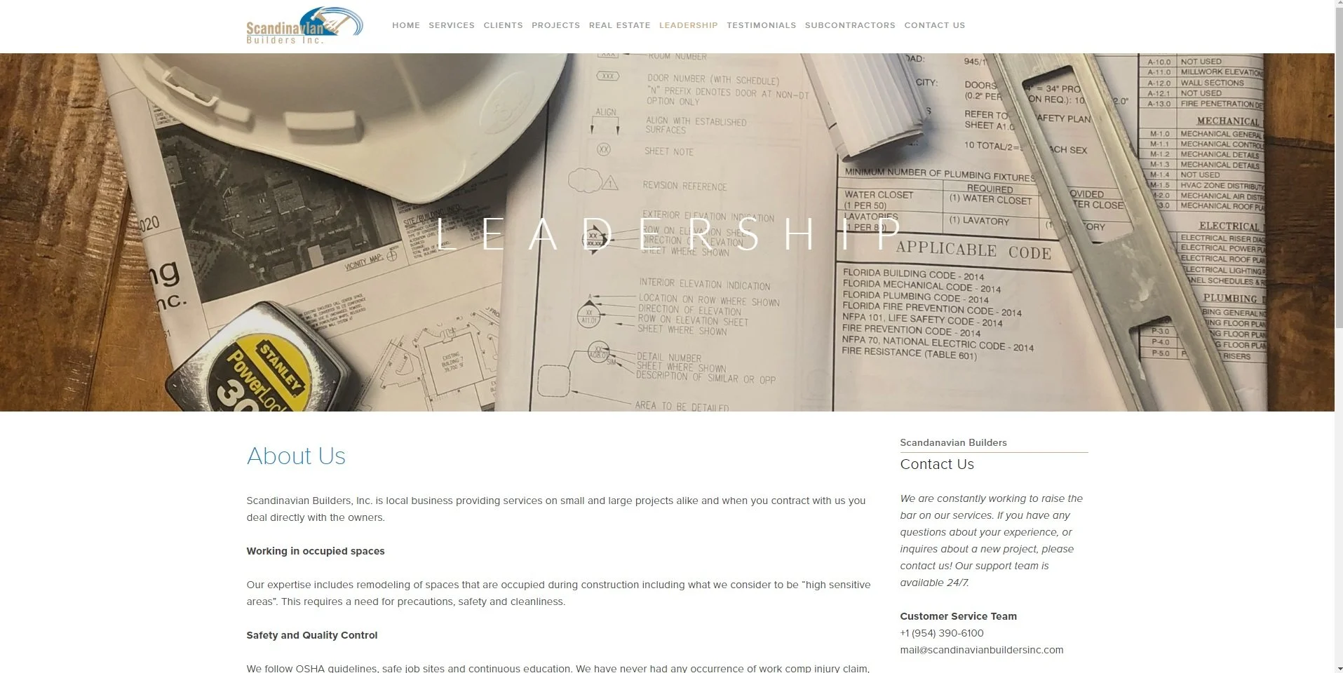 Landing page for Scandinavian Builders