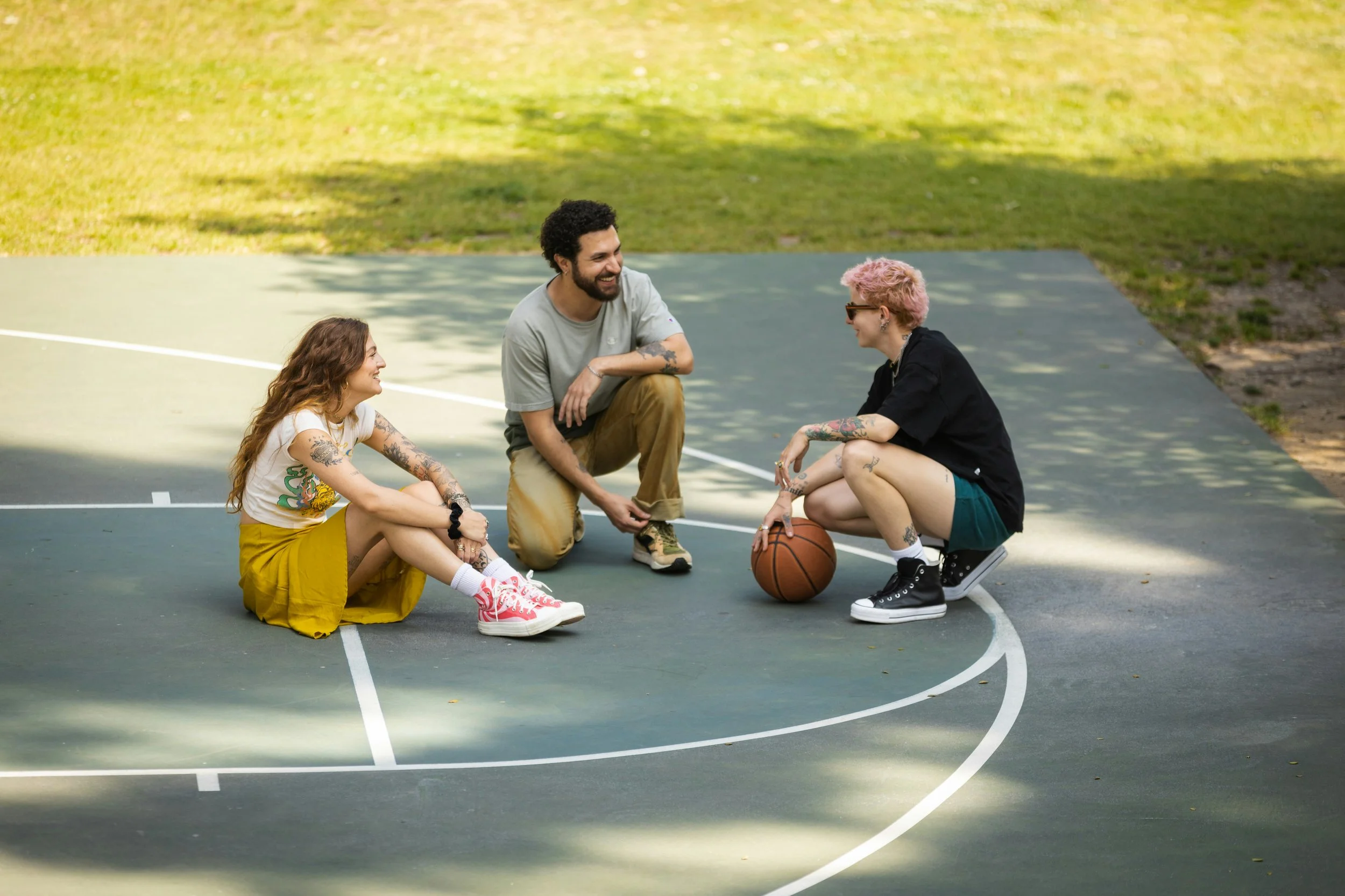 Basketball player in conversation