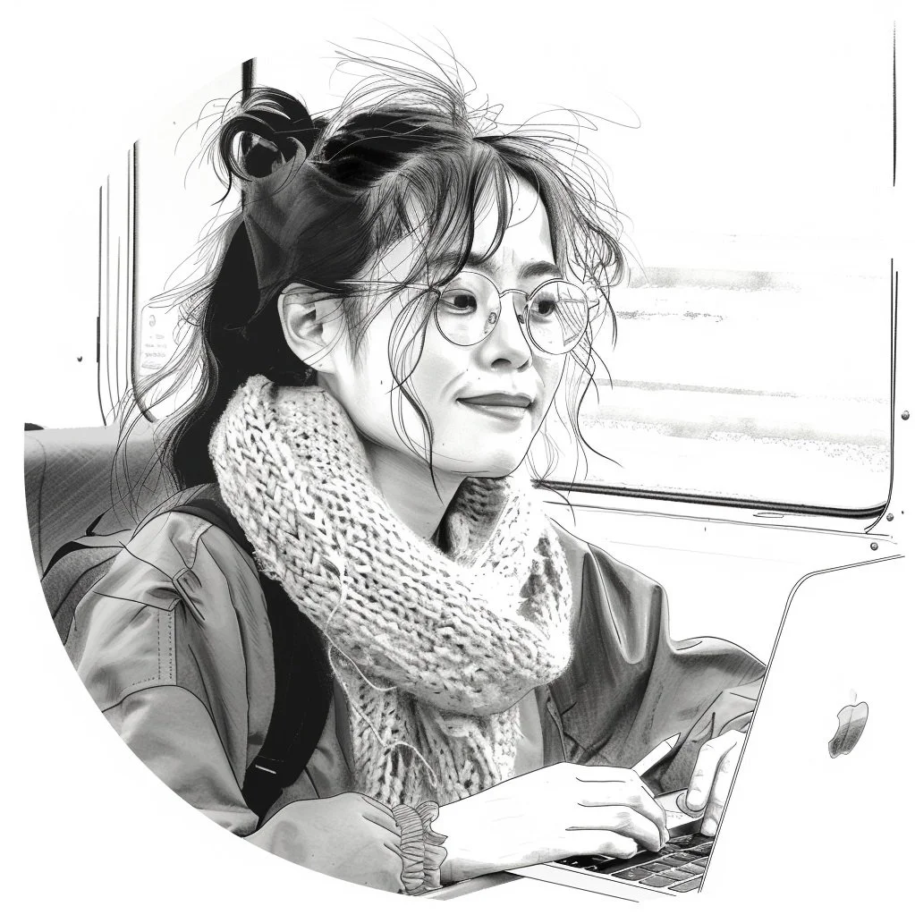 Alice with Macbook on the train