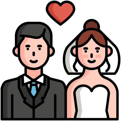 Weeding icon: man and woman, heart