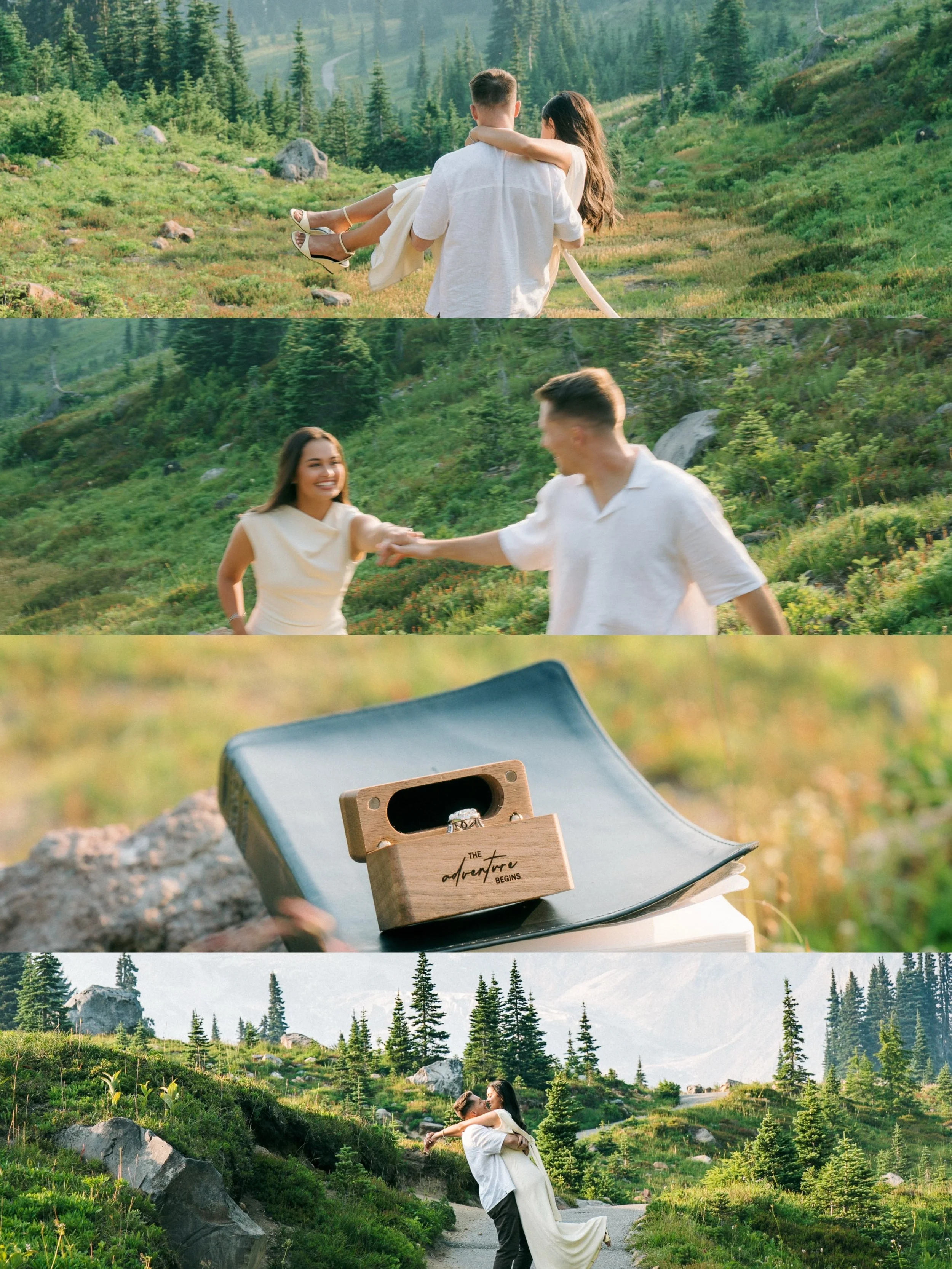 Part two of S&amp;K&rsquo;s engagement at Mt Rainier 🤍 
My throat hurt so much after this session because of the wild fire smokes but the view and photos more than made up for it 😭🥹💍
.
.
.
#mtrainier #elopement #elopementinspiration #seattleweddi
