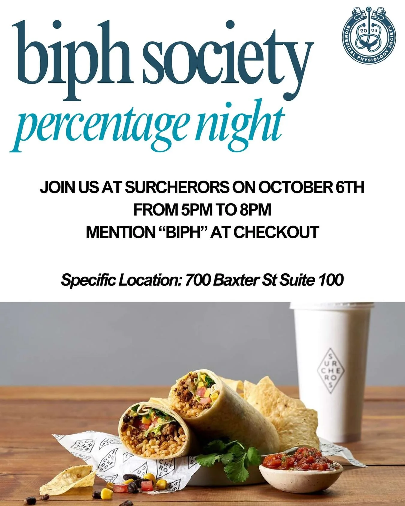 Don&rsquo;t have dinner plans next Monday? &mdash;We&rsquo;ve got you covered 👀 

Join BIPH society at Surchero&rsquo;s on Baxter from 5pm-8pm next Monday, for our VERY first percentage night from 5-8pm! Don&rsquo;t forget to mention BIPH Society at