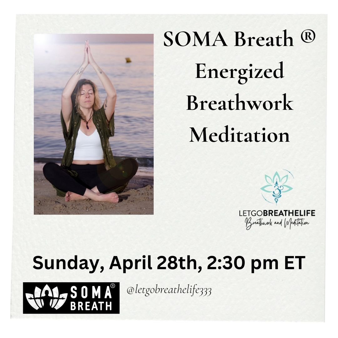 Join my SOMA Breath &reg;️ Energized Breathwork Meditation class on Sunday, April 28th, at 2:30 pm ET.

Zoom link:

https://www.eventbrite.ca/e/soma-breath-online-class-with-paolabreathwork-and-meditation-tickets-850446366977

Classes will be record