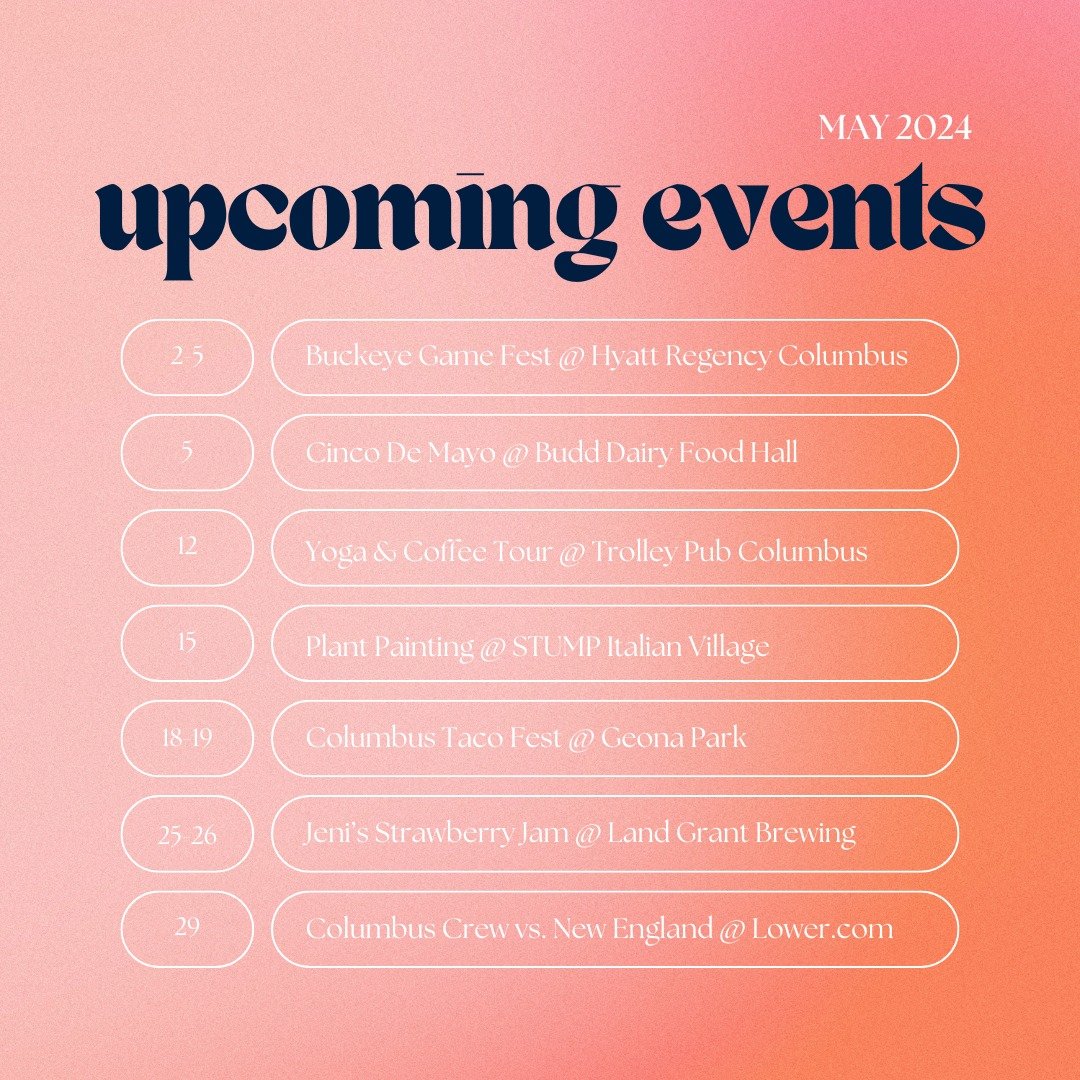 Join in the festivities, connect with your neighbors, and make memories that will last a lifetime! Check out these fun and exciting events happening around the downtown area this month! ✨

#theaubrey #upcomingevents #downtownliving #614living #mayeve
