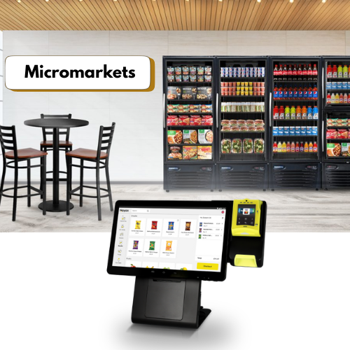 Micromarket vending equipment - Self-Serve Kiosk - Unattended Retail vending - lunchroom fresh food market - QM Distribution