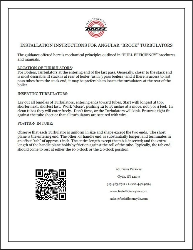 1 page instruction for installing angular turbulators