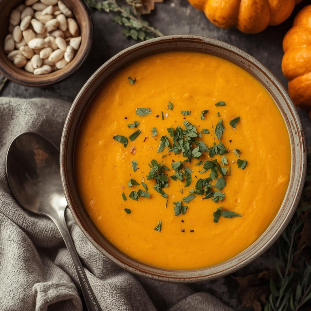 Butternut Squash &amp; Carrot Soup with Balsamic Drizzle