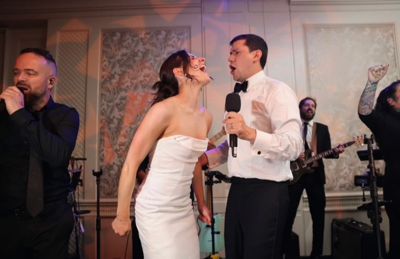 Happy anniversary to a couple who didn’t just say “I do” - they lit up the stage with us too! ✨🎤
.
.
.
.
.
#happyanniversary #wedding #liveband #dj  #brideandgroom #weddinganniversary #unforgettablemoments #boston