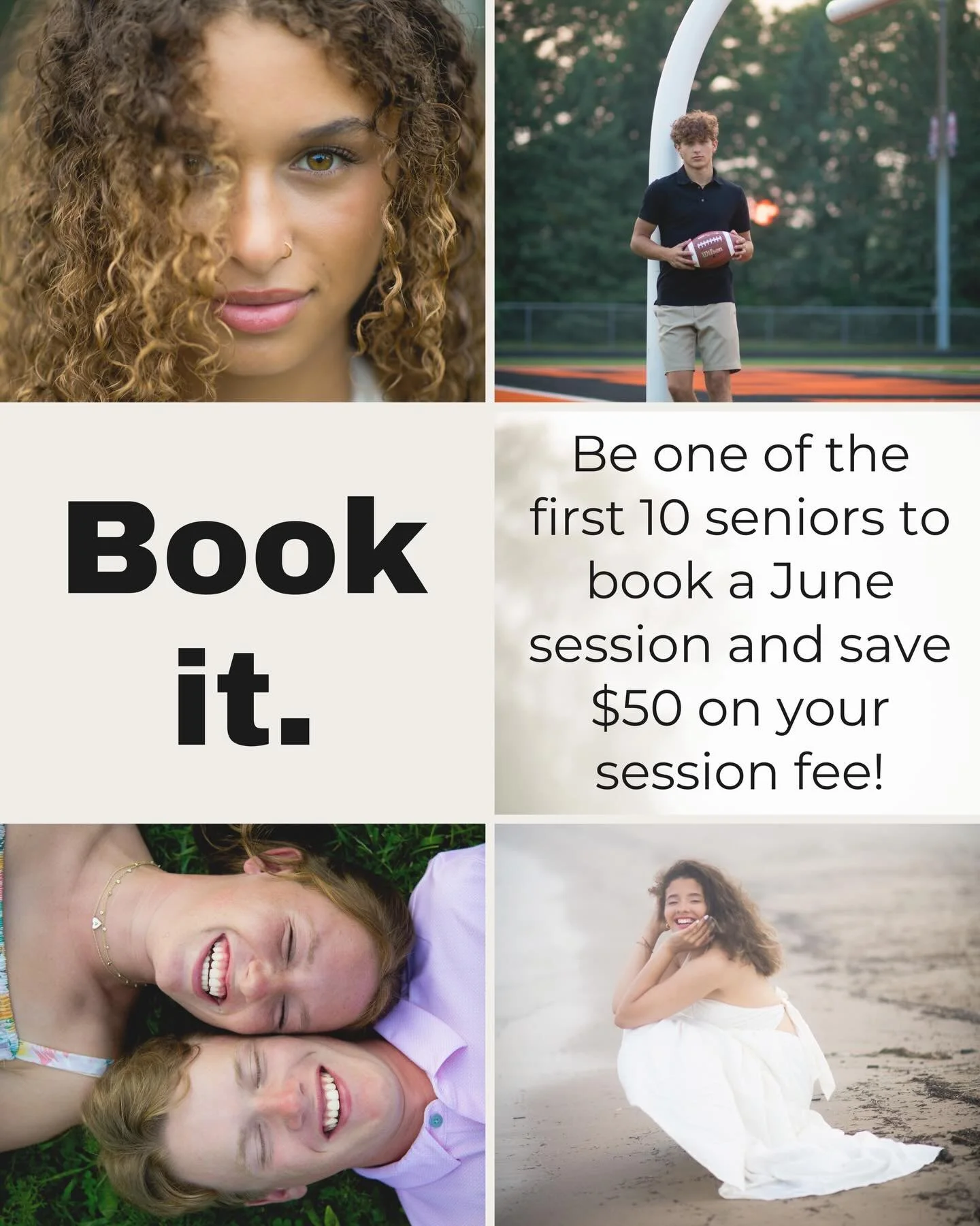 HEY CLASS OF 2027!! NOW is the time to schedule your senior session! Senior photos are due to most schools in the fall, so the summer and early fall going into your senior year is the best time to shoot. These sessions fill up quickly, so securing yo