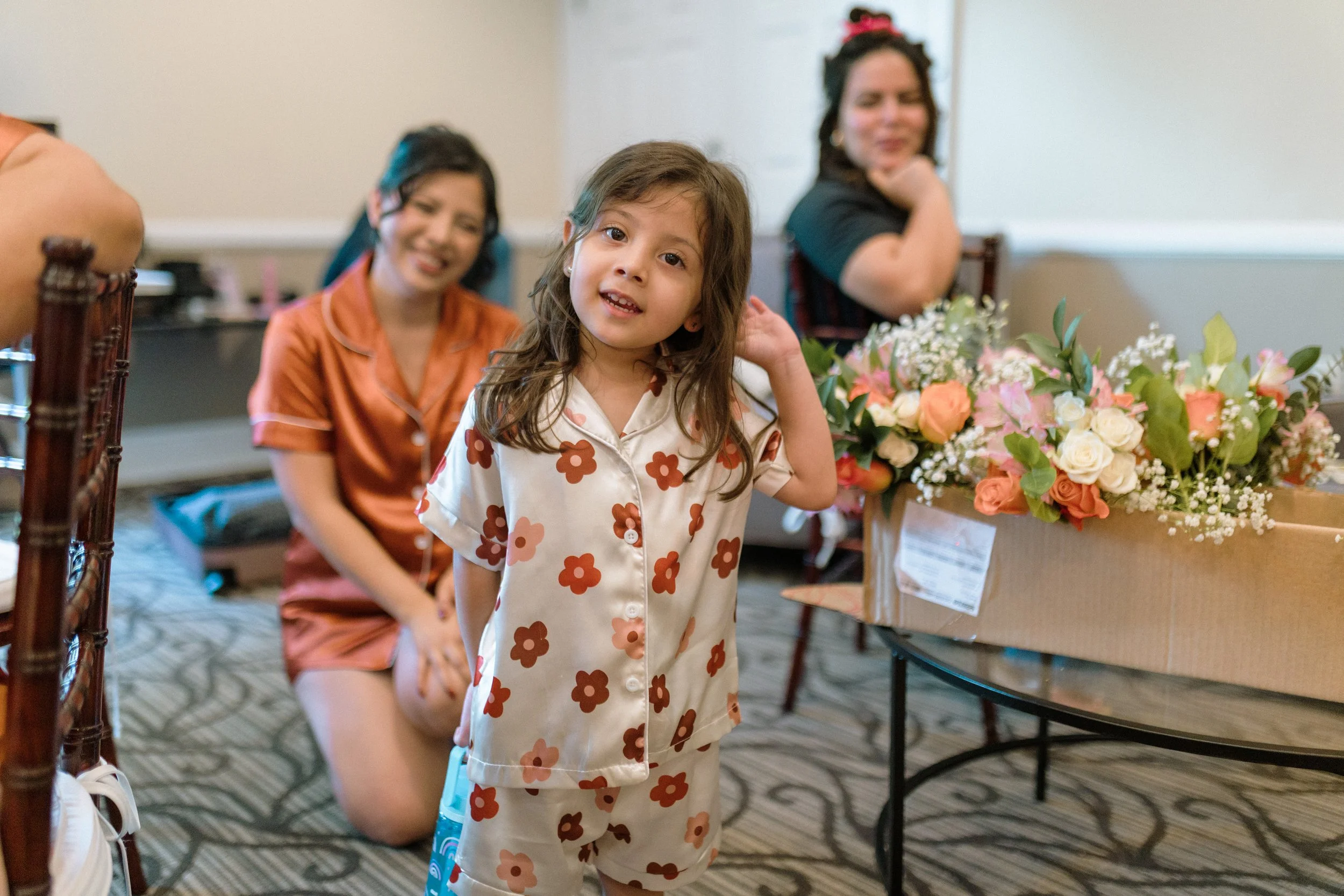 flower girl getting ready at river creek club in leesburg va