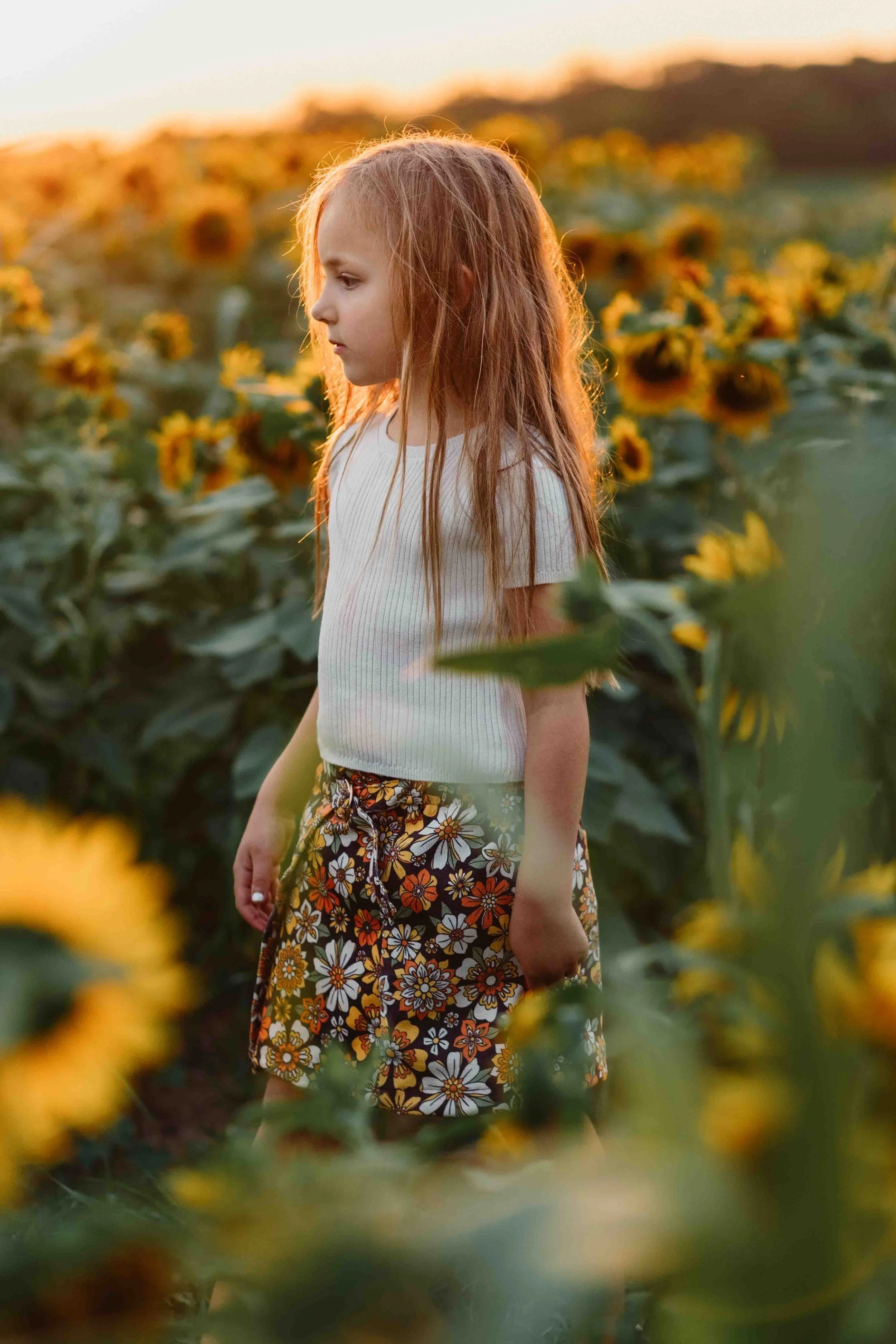 Gorgeous Backlit Sunflower Session of little girl