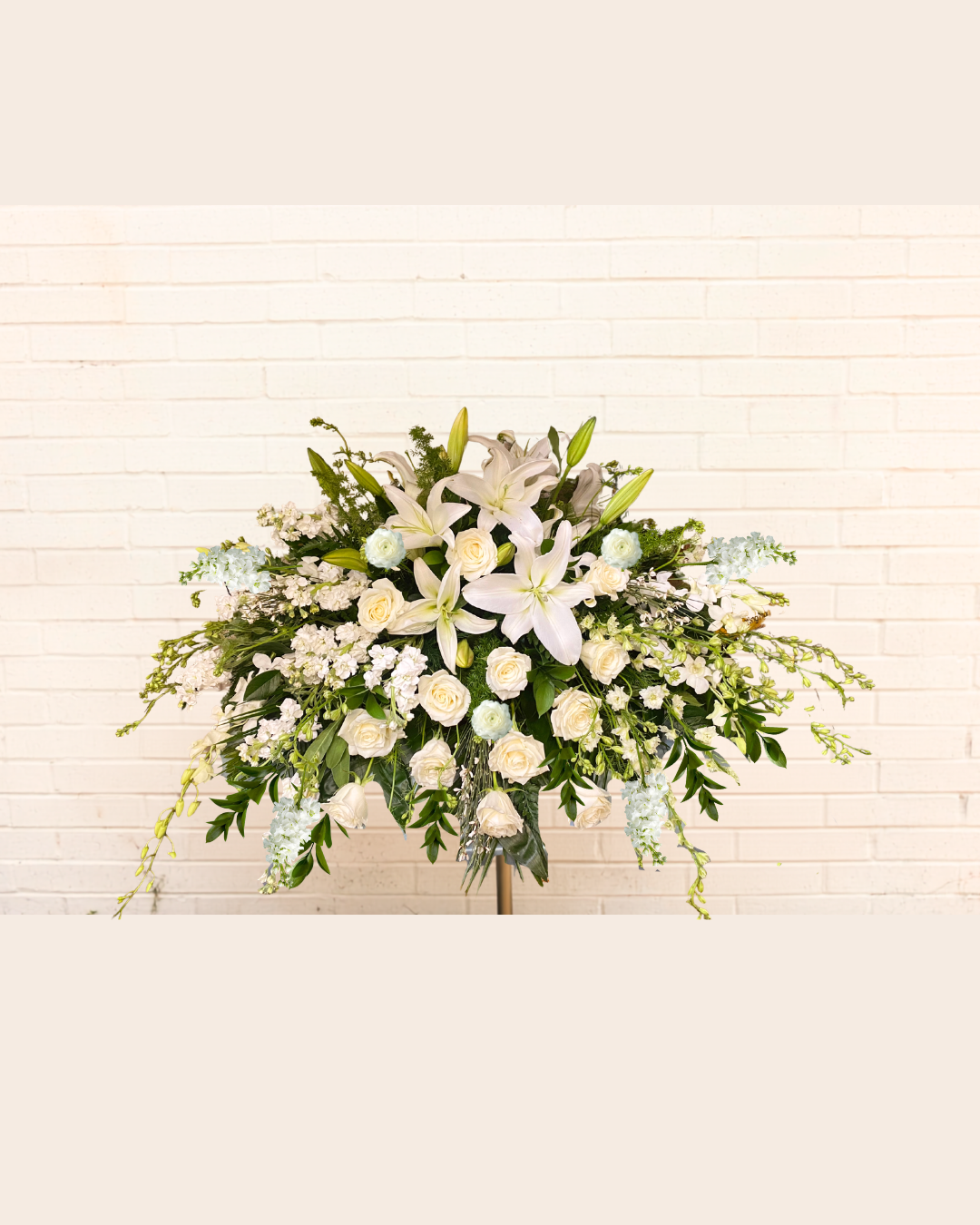 All White Casket Spray