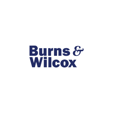 Burns & Wilcox logo with navy blue text on a white background.