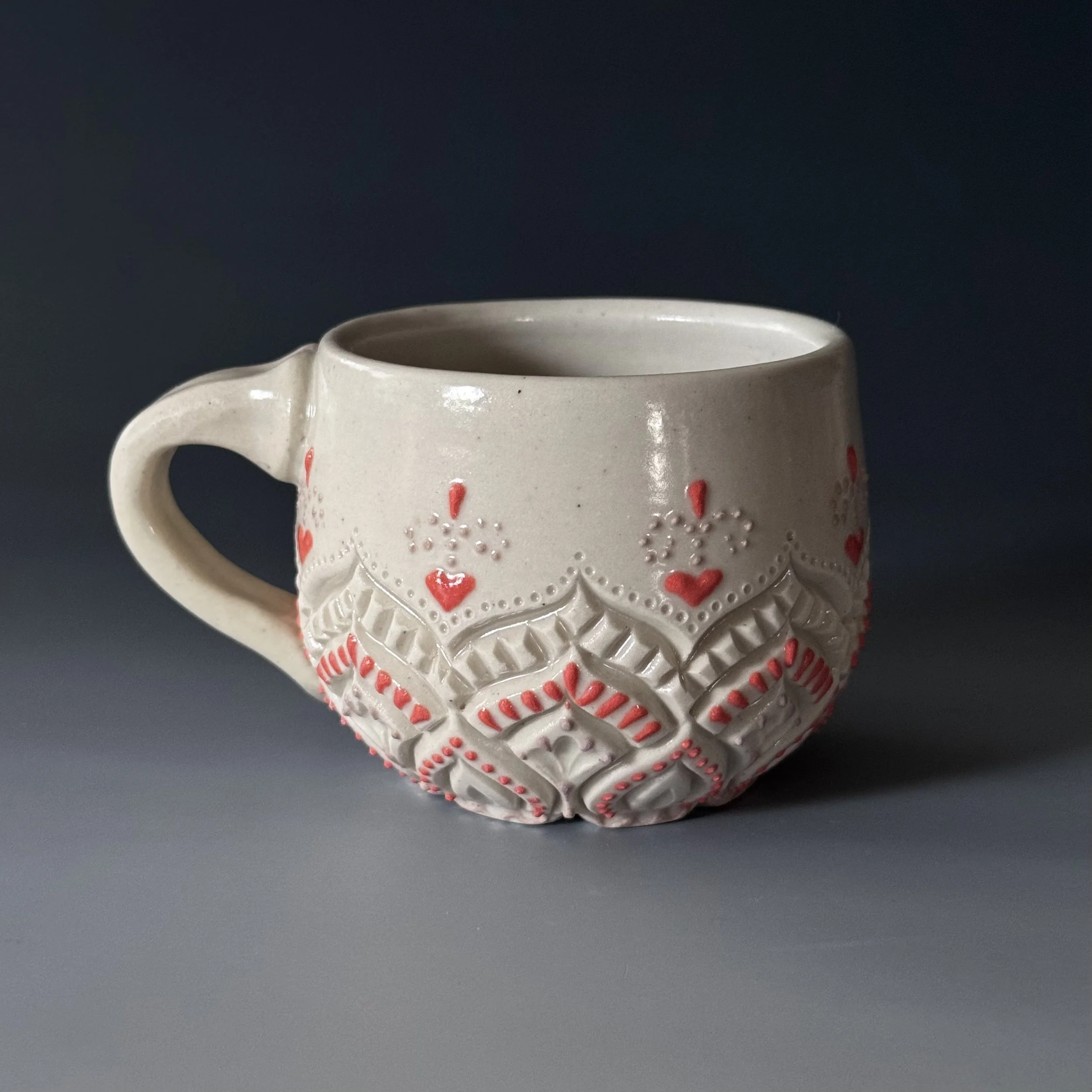 Handmade Ceramic Mug | PorcelainCappuccino Mug | Pink & Lavender - 7oz