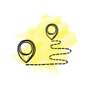 Your Work Friends Strategy Services: Pathfinder with hand drawn image of two gps markers connecting on a path or route