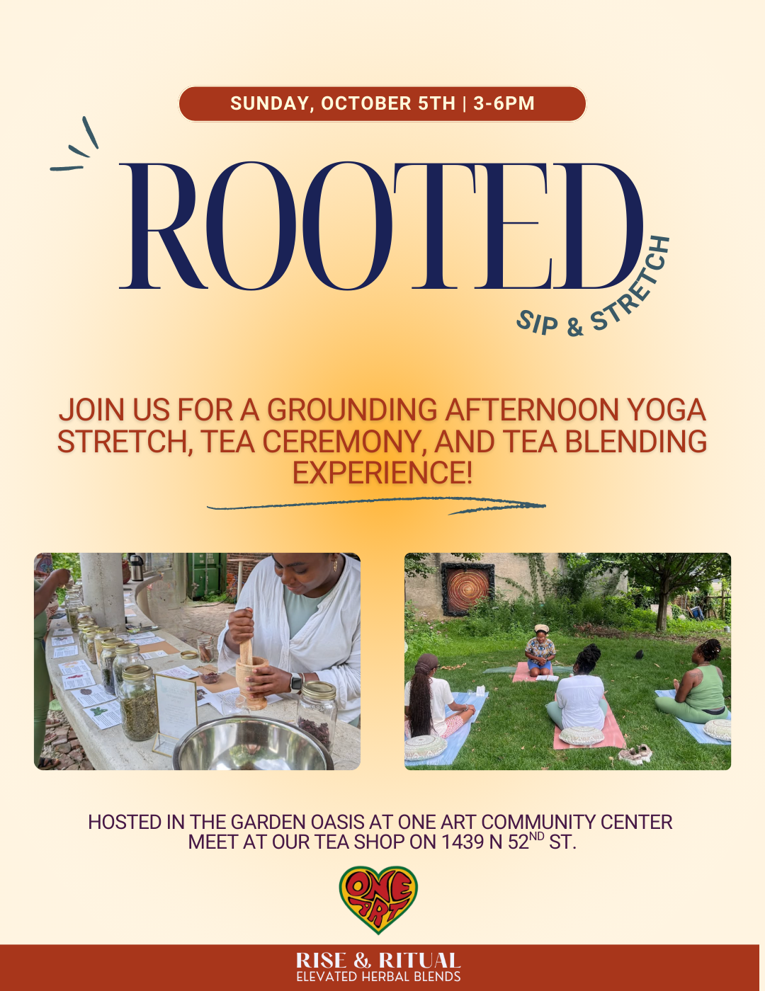 ROOTED Sip & Stretch at One Art in West Philly