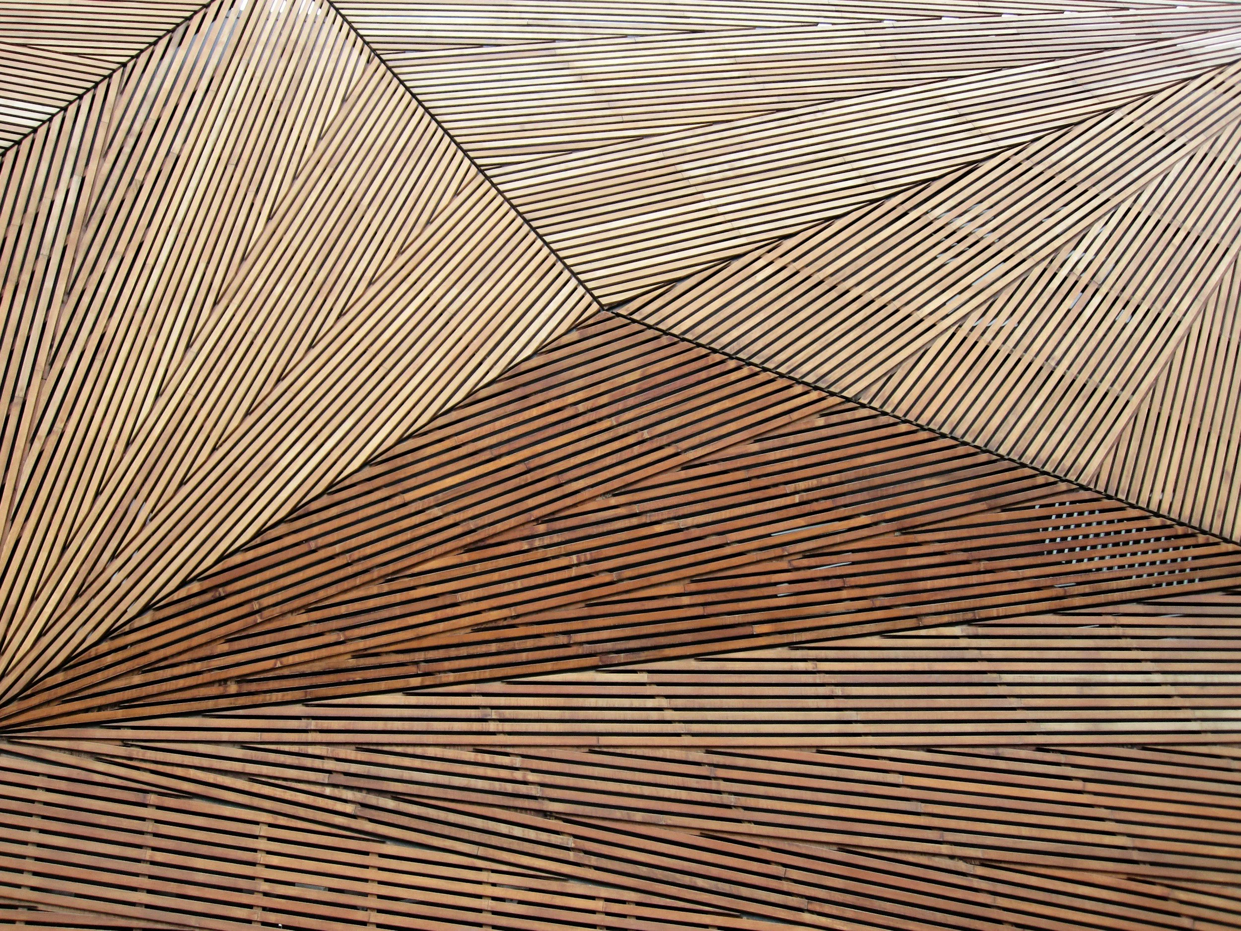 Close-up of a geometric wooden structure from an ADU in Temecula wine country done by HOFFMANS CONSTRUCTION.